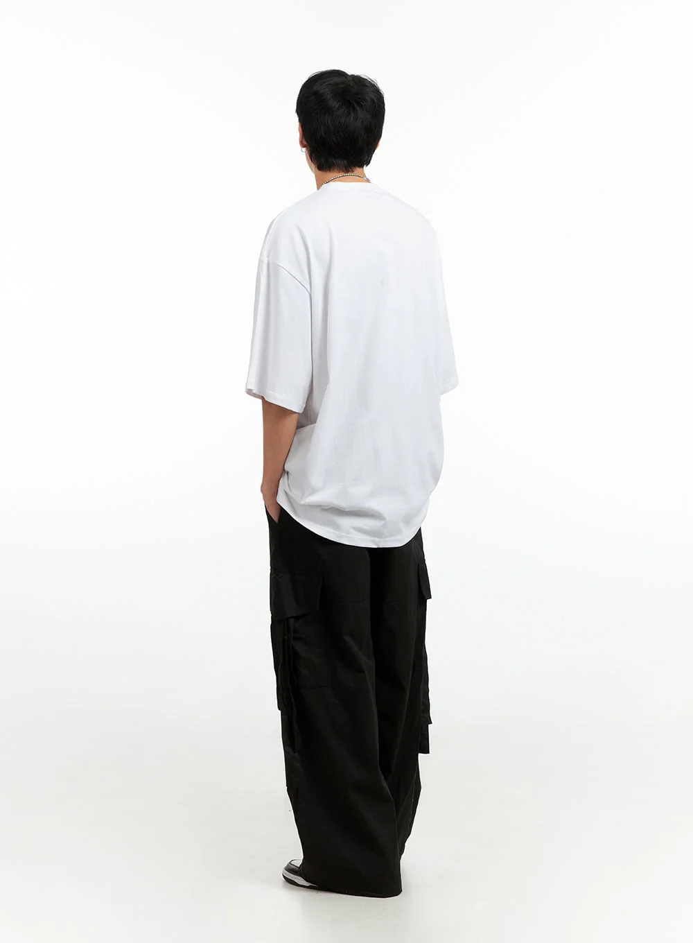 Men's Cargo Chic Cotton Wide-Leg Pants (Black) IG402 - Image 7