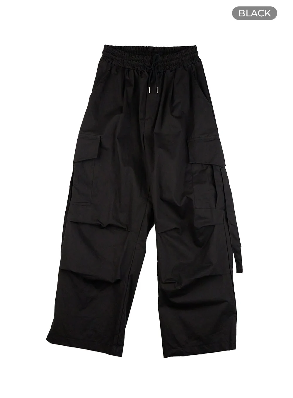 Men's Cargo Chic Cotton Wide-Leg Pants (Black) IG402 - Image 8