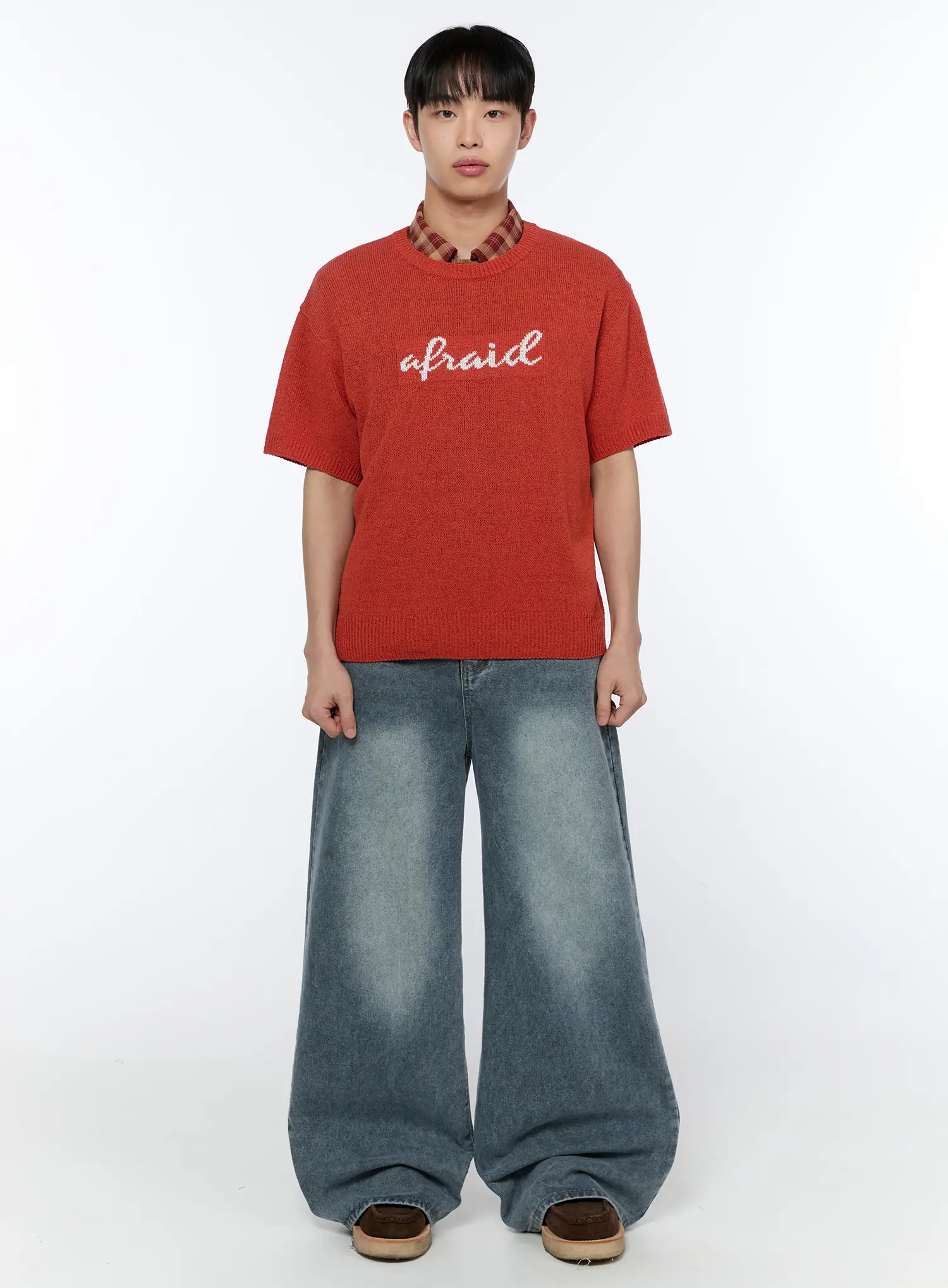Men's Casual Slogan Knit Shirt IA517 - Image 4