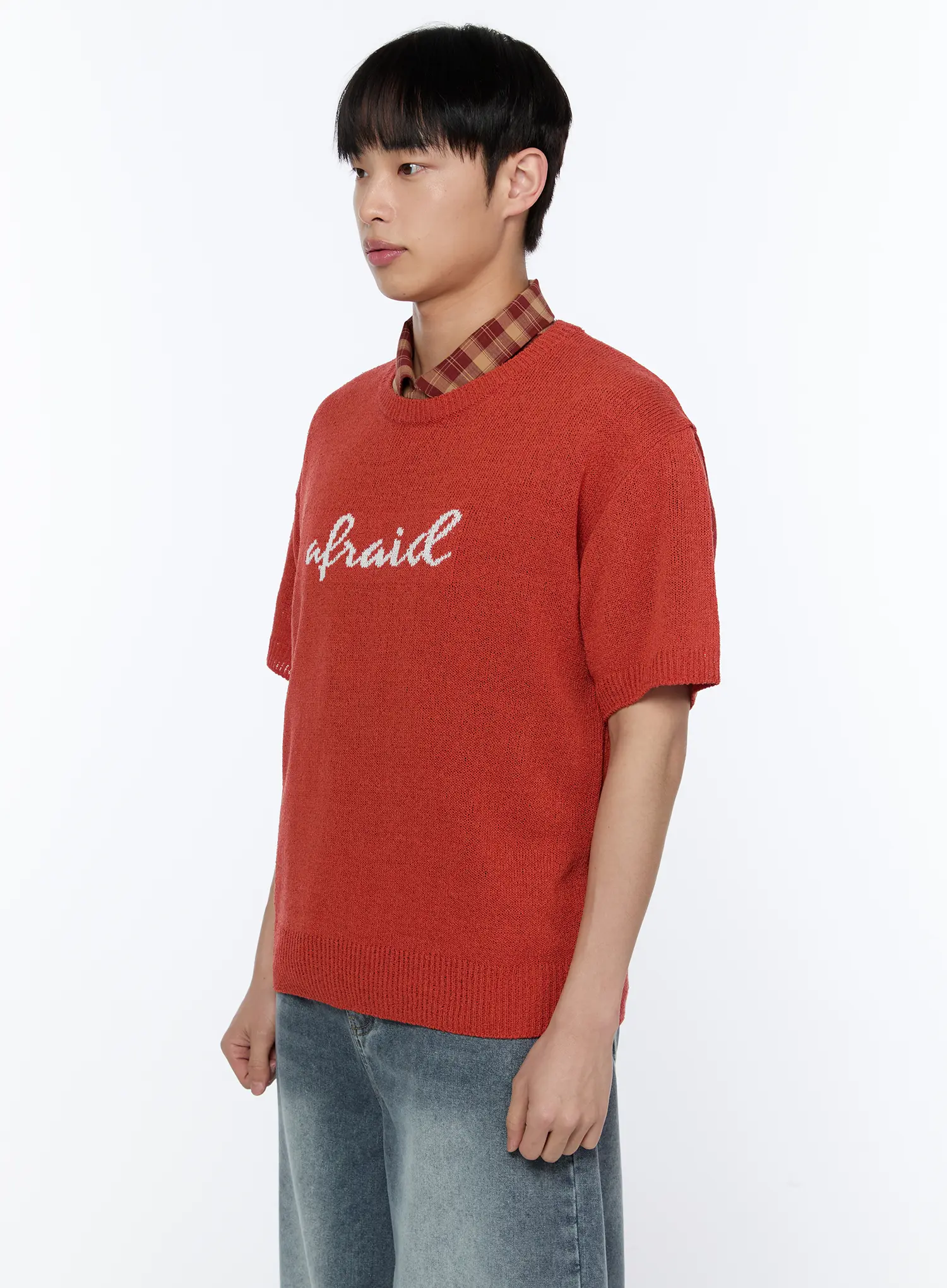 Men's Casual Slogan Knit Shirt IA517 - Image 5