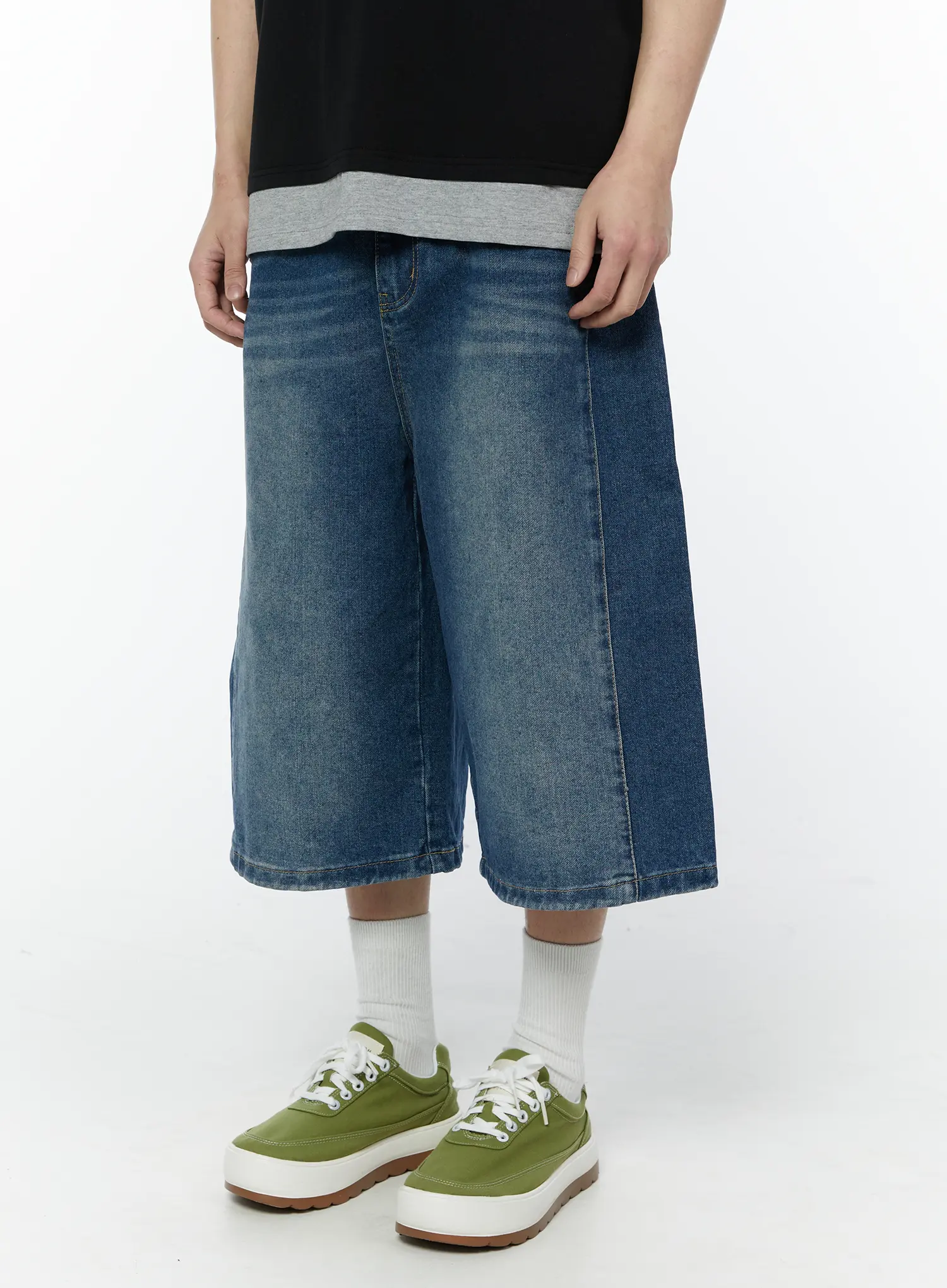 Men's Casual Wide-Leg Bermuda Jeans IA527 - Image 6