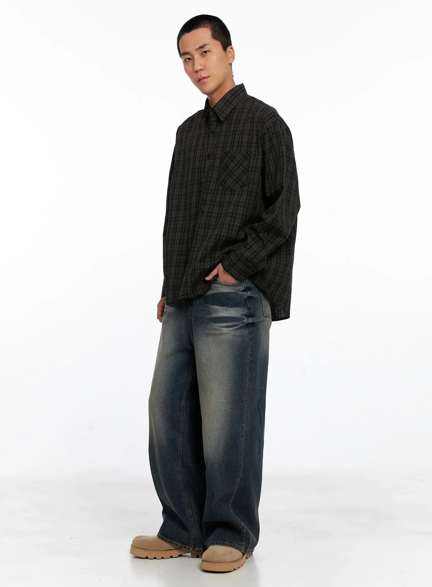 Men's Checkered Button Up Shirt IS510 - Image 2