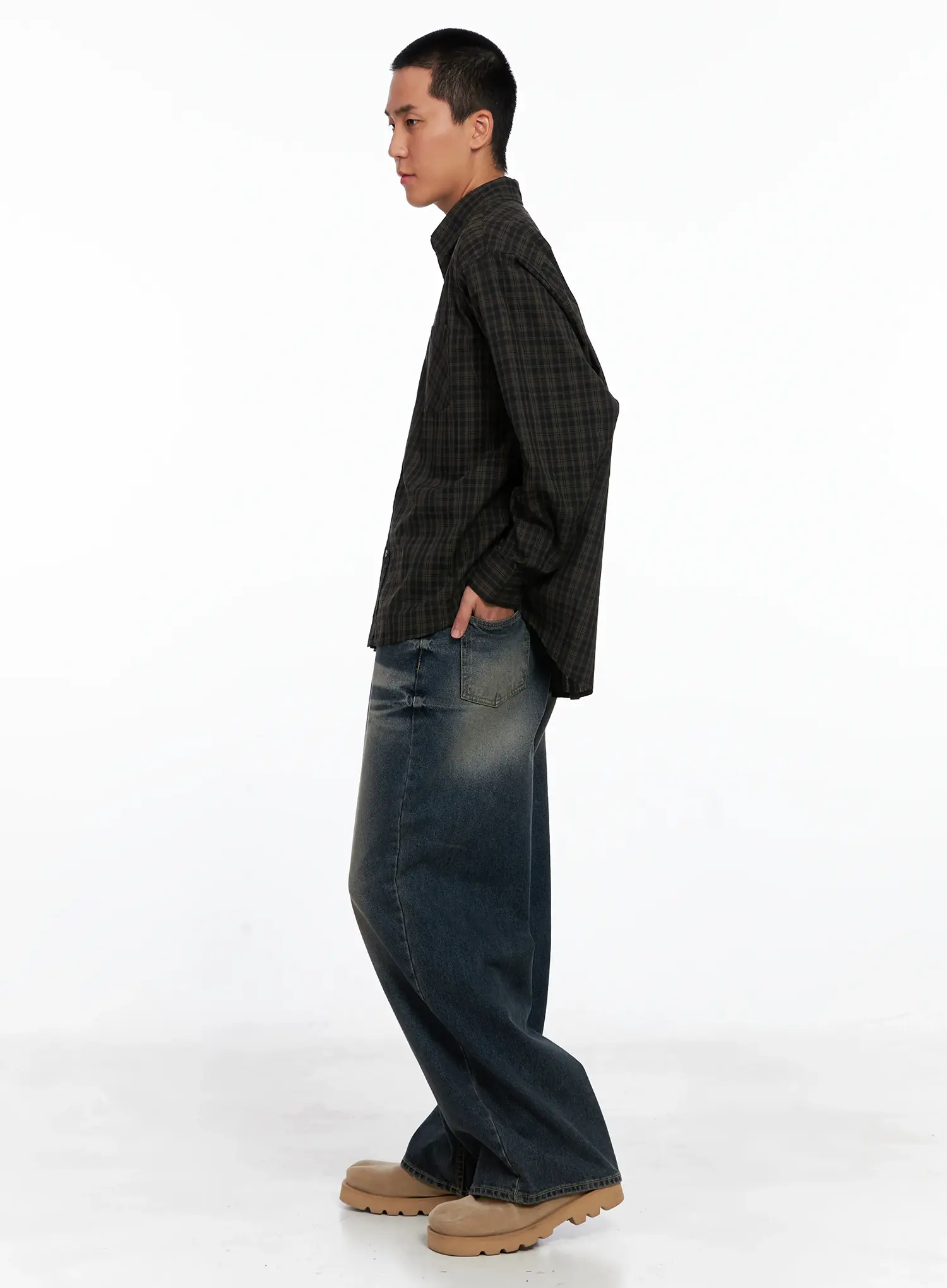 Men's Checkered Button Up Shirt IS510 - Image 9