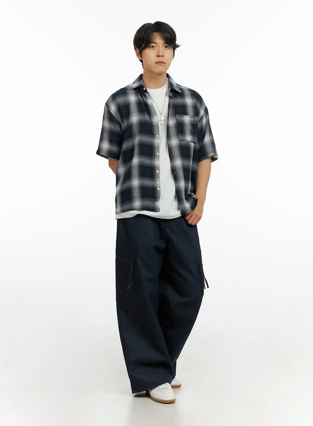 Men's Checkered Collar Shirt IG409 - Image 2