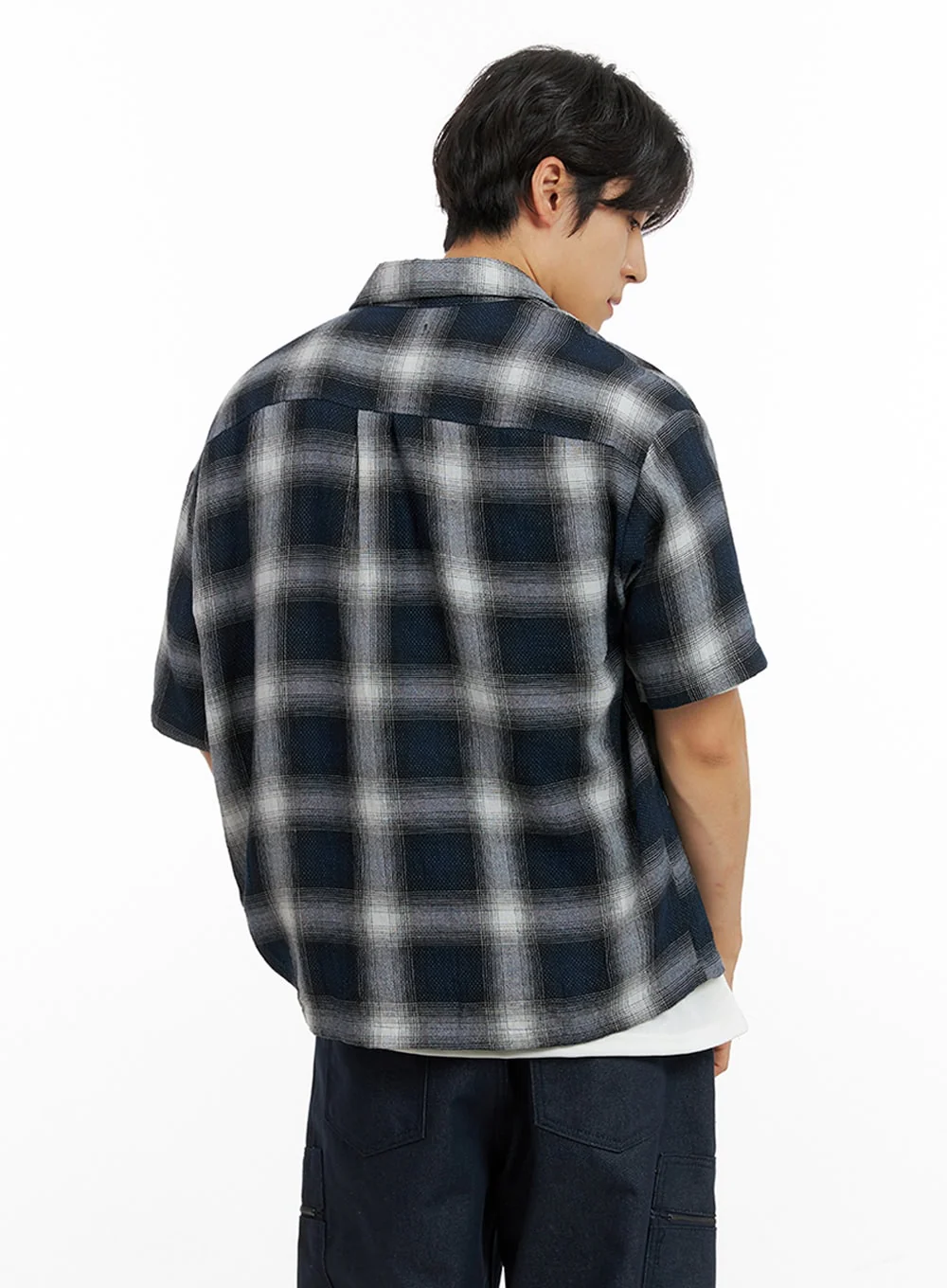 Men's Checkered Collar Shirt IG409 - Image 5