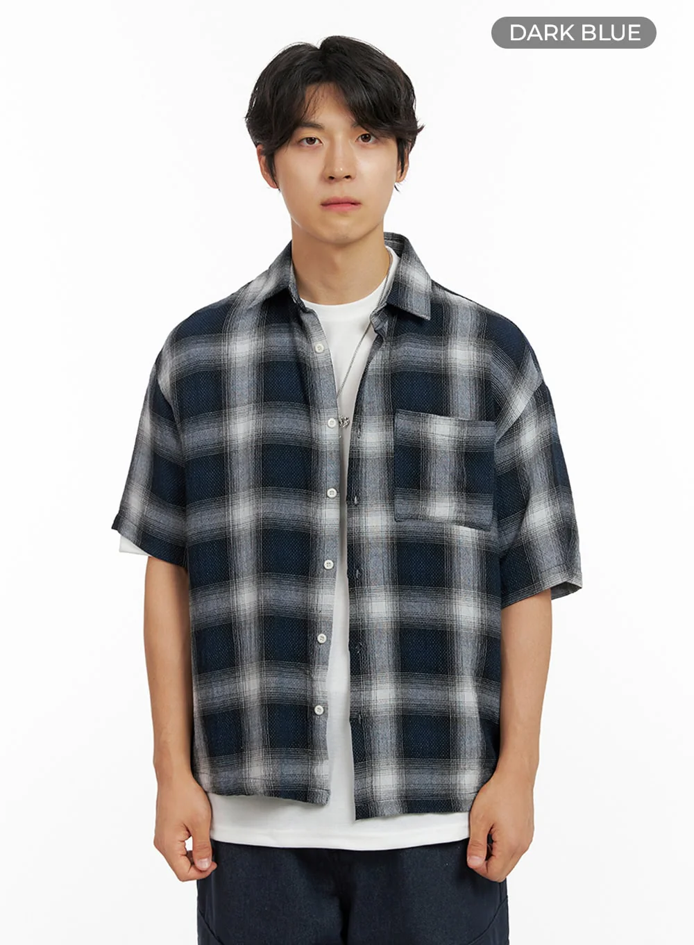 Men's Checkered Collar Shirt IG409 - Image 8
