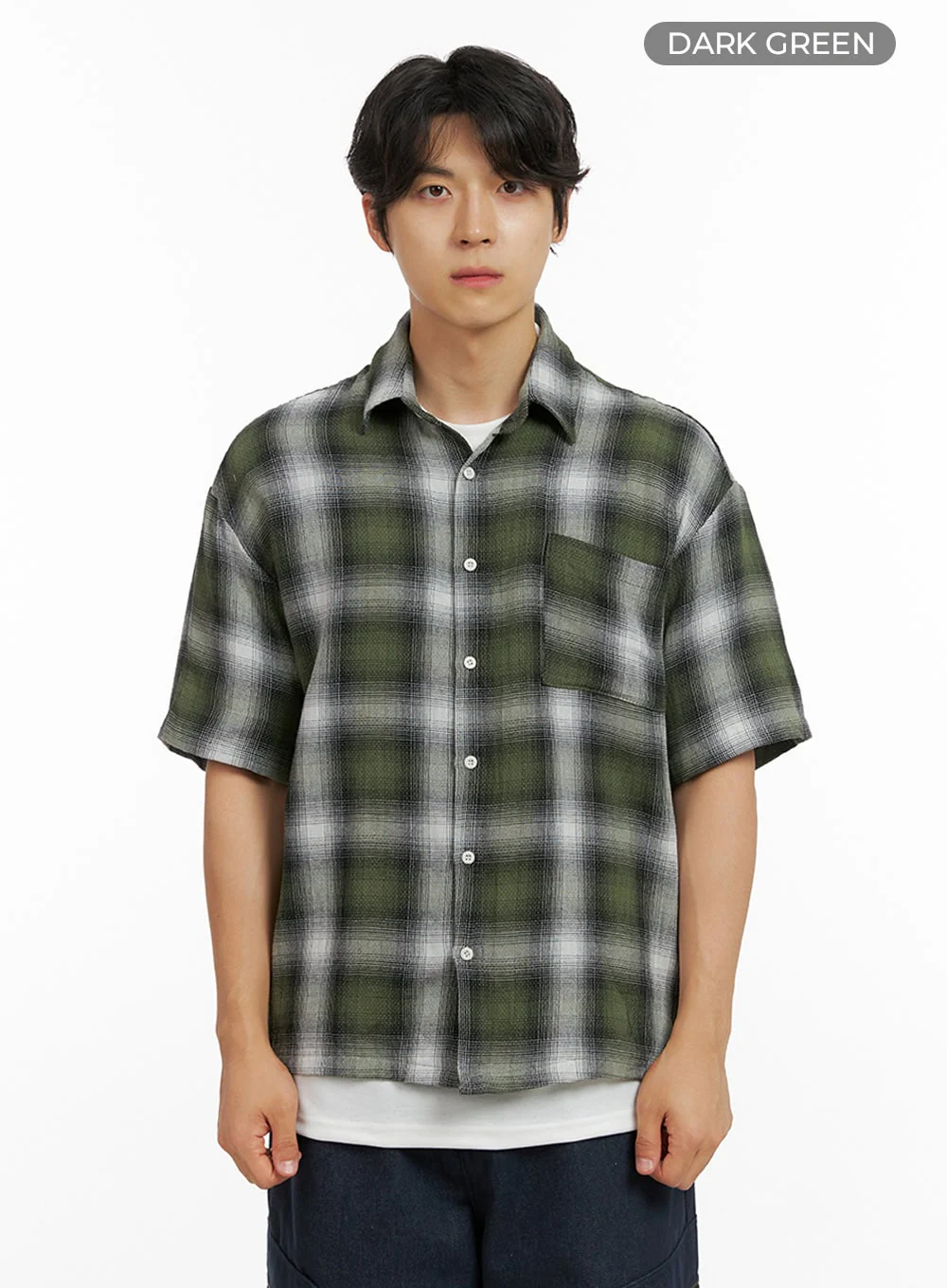Men's Checkered Collar Shirt IG409 - Image 9