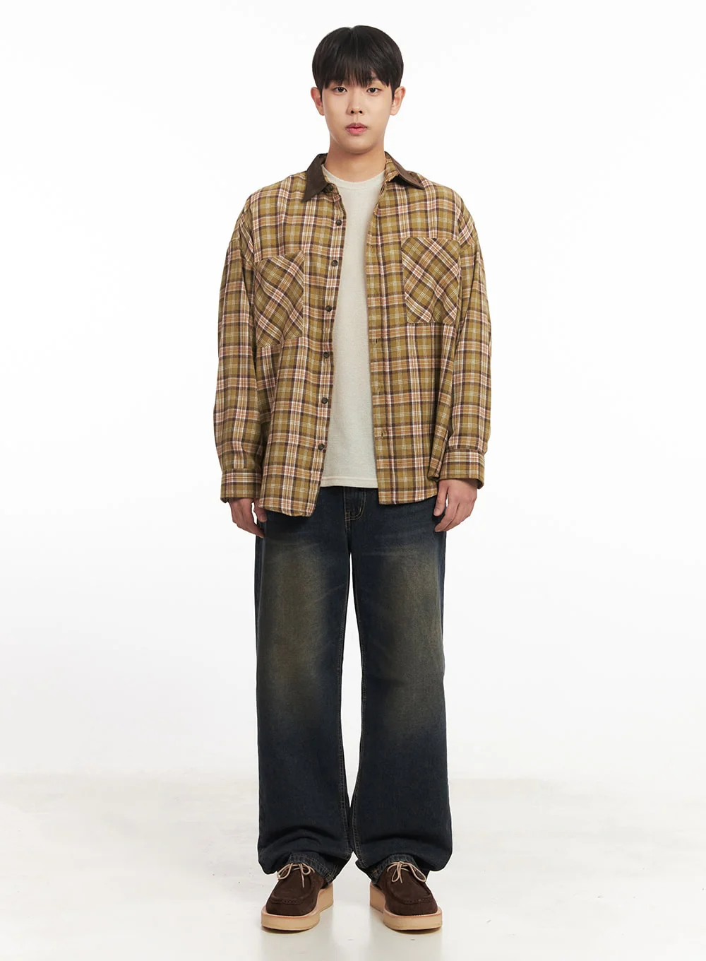Men's Checkered Oversize Collared Shirt IM527 - Image 6