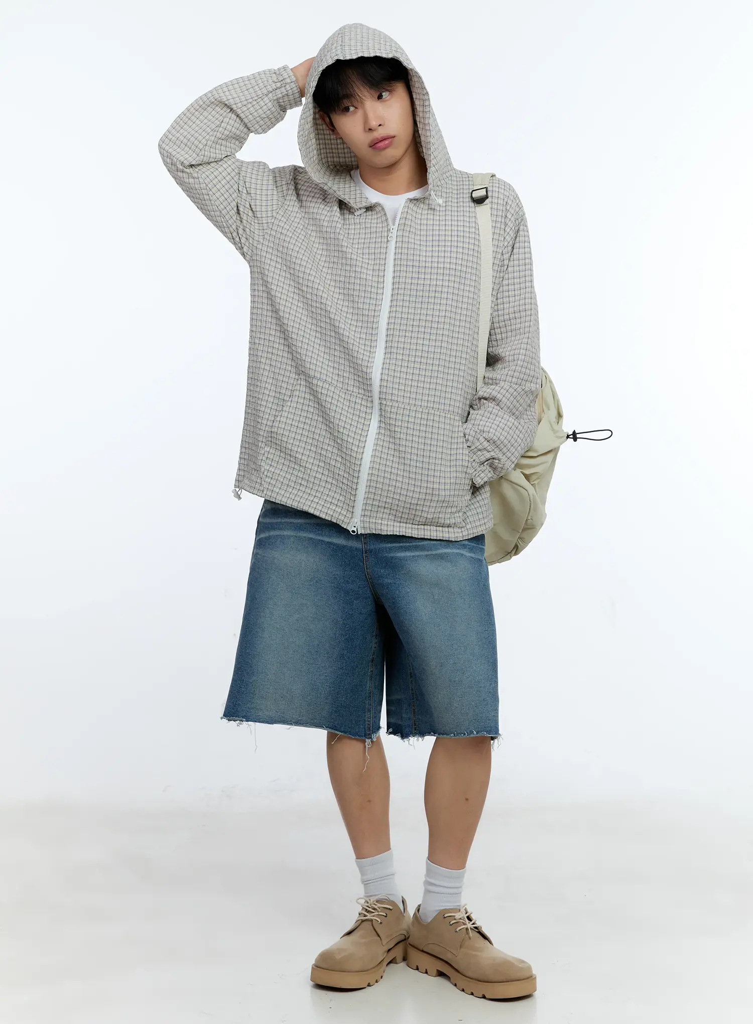 Men's Checkered Windbreaker Jacket IG515