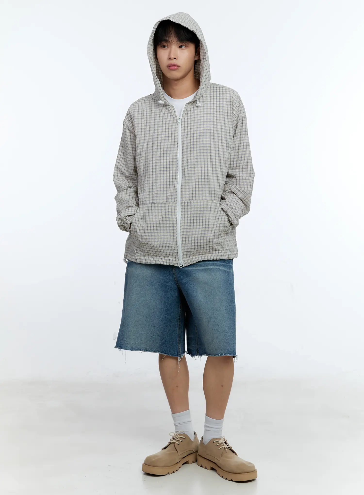 Men's Checkered Windbreaker Jacket IG515 - Image 10