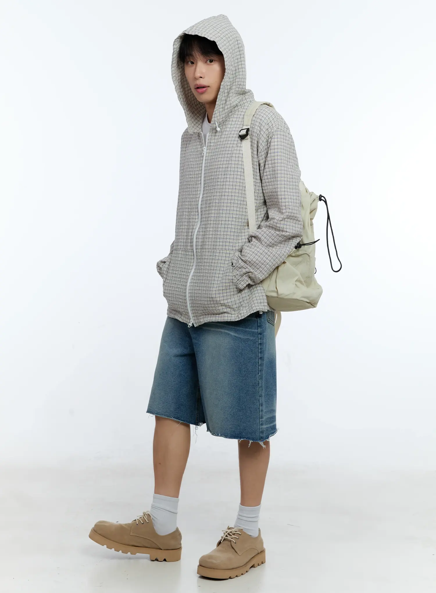 Men's Checkered Windbreaker Jacket IG515 - Image 11