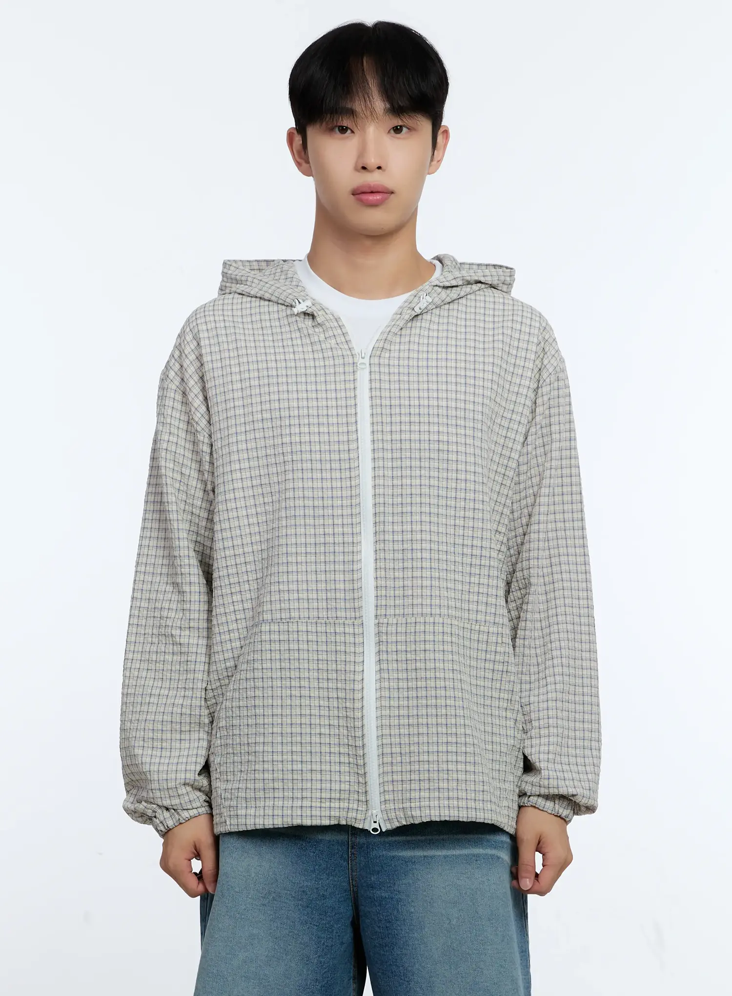 Men's Checkered Windbreaker Jacket IG515 - Image 13