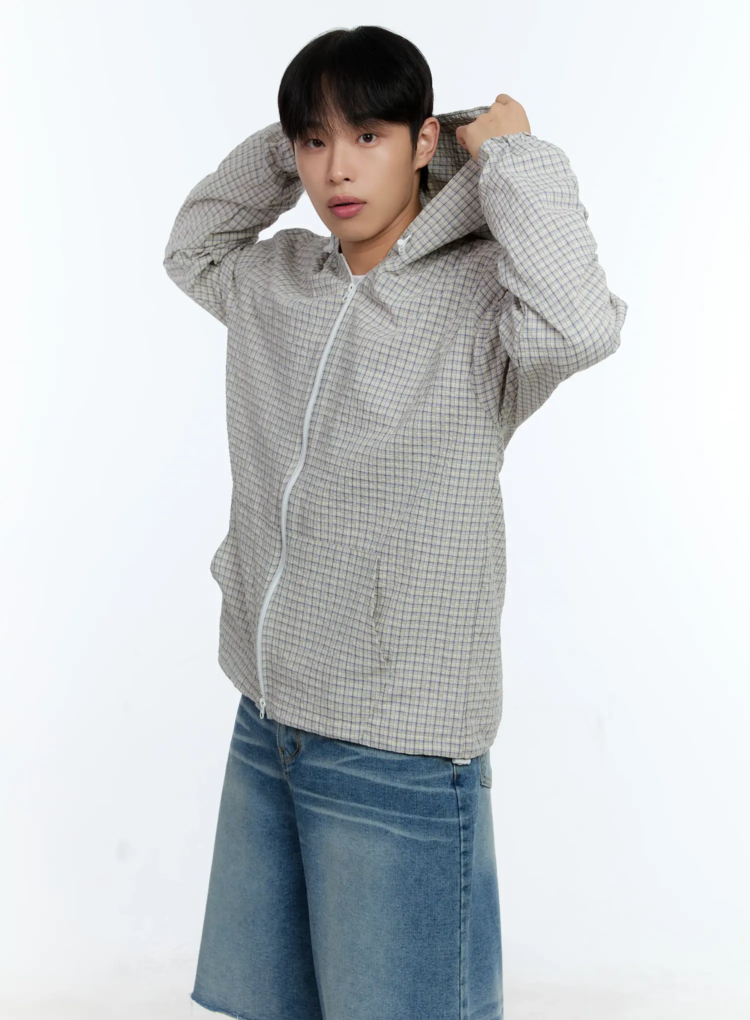 Men's Checkered Windbreaker Jacket IG515 - Image 8