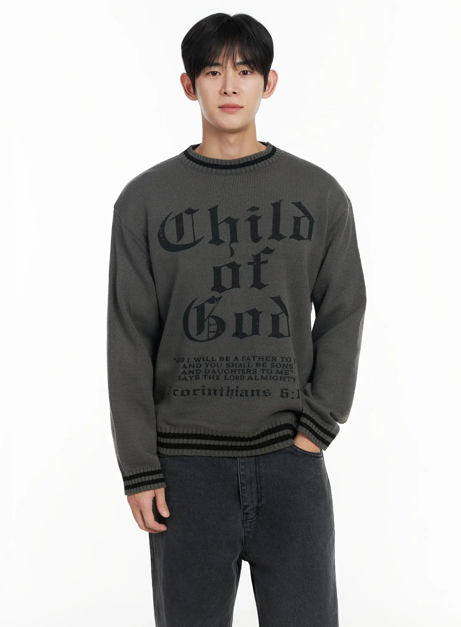 Men's Child of God Graphic Knit Sweater IF517 - Image 2
