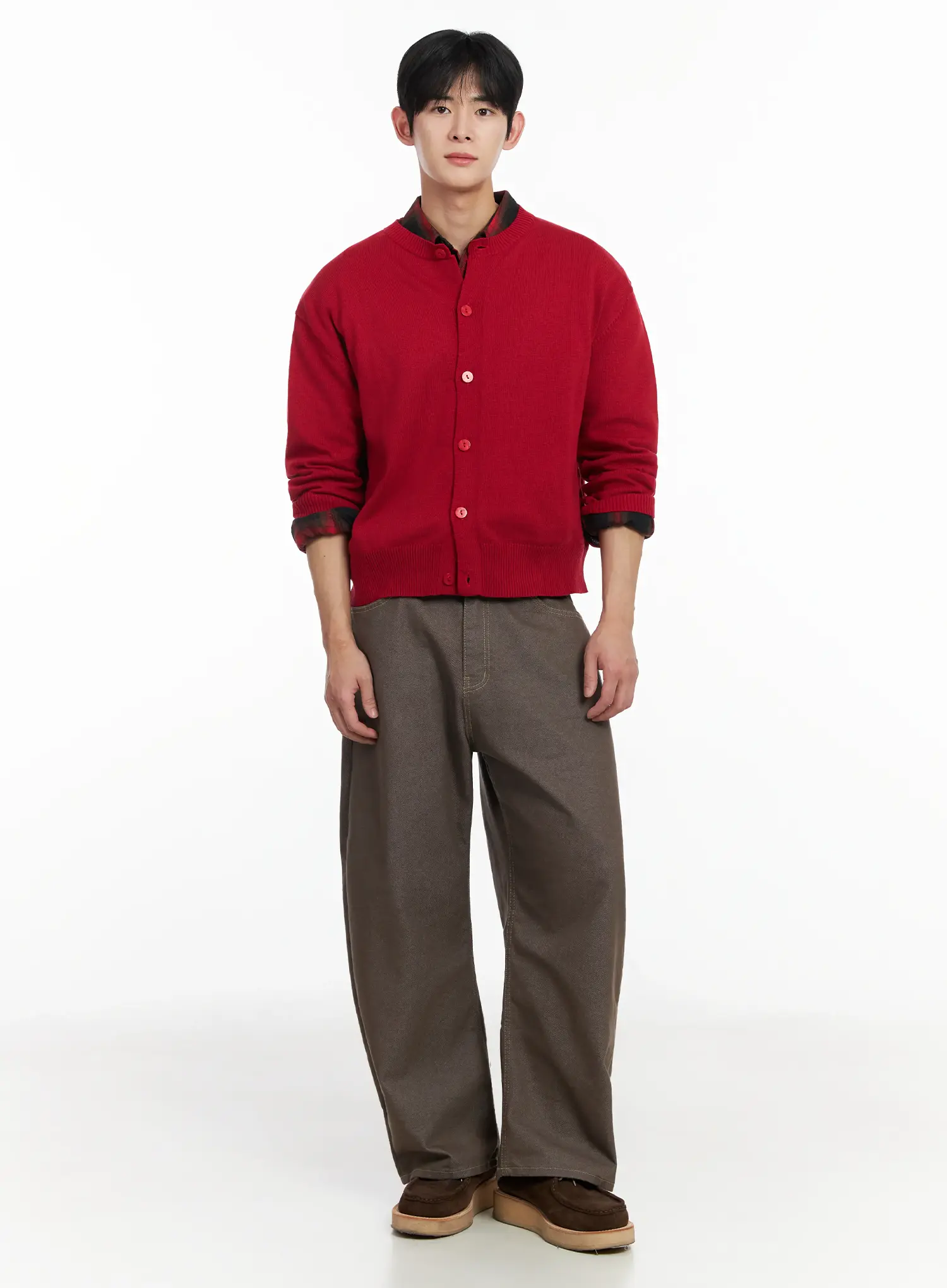 Men's Classic Button-Up Wool Cardigan IF516 - Image 10