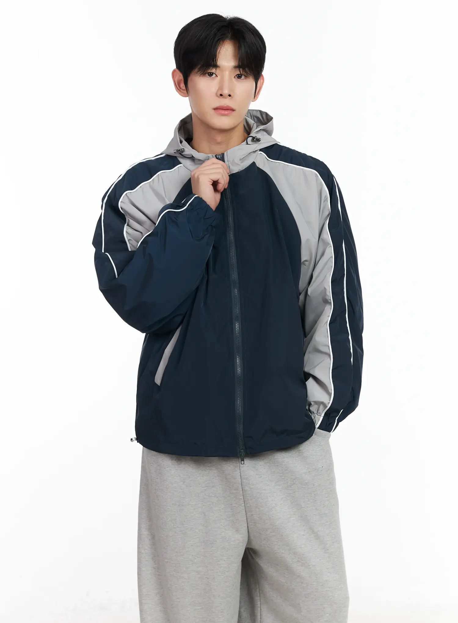 Men's Color Block Hooded Jacket IM523 - Image 2