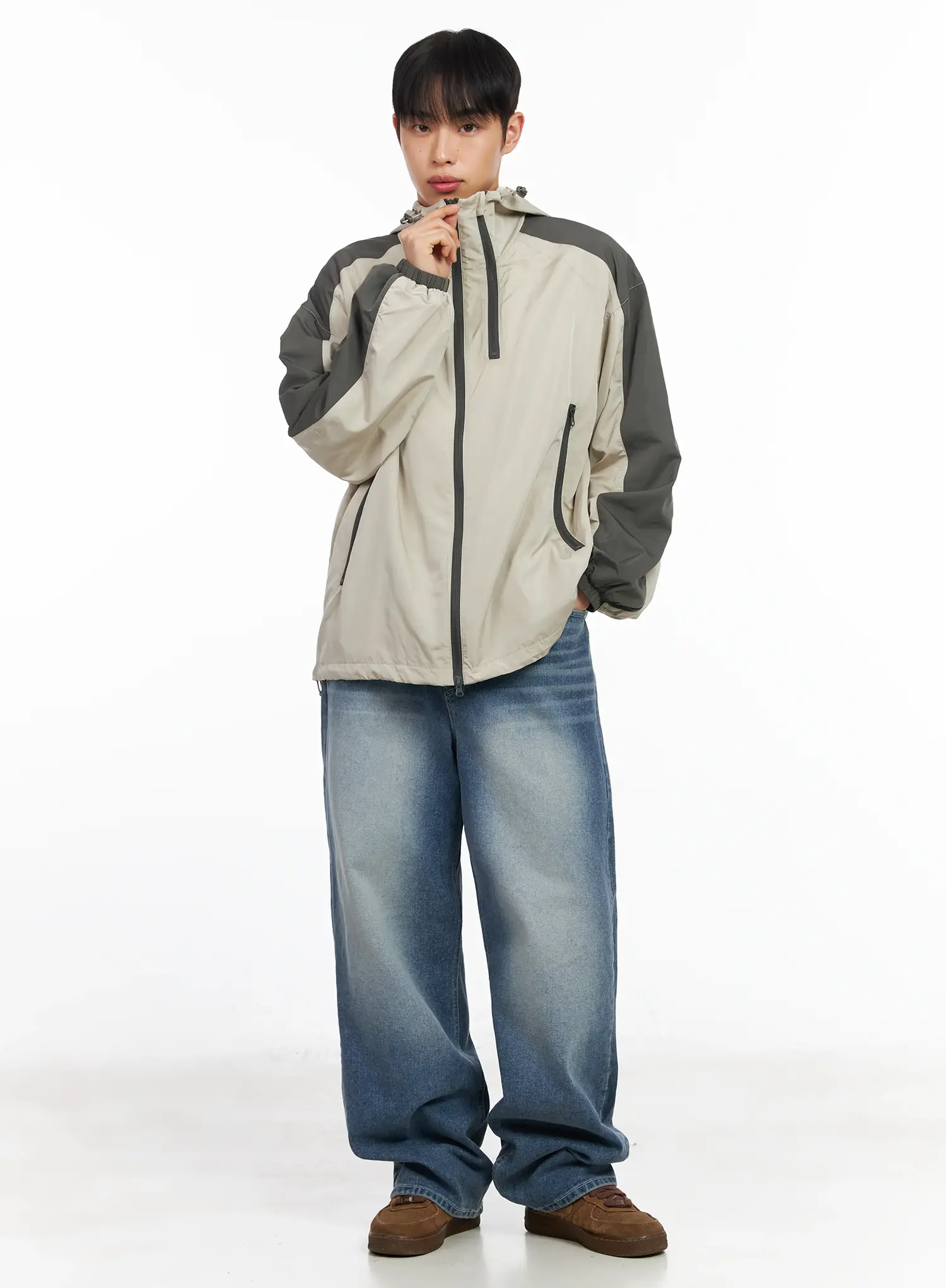 Men's Color Block Hoodie Jacket IM516 - Image 3