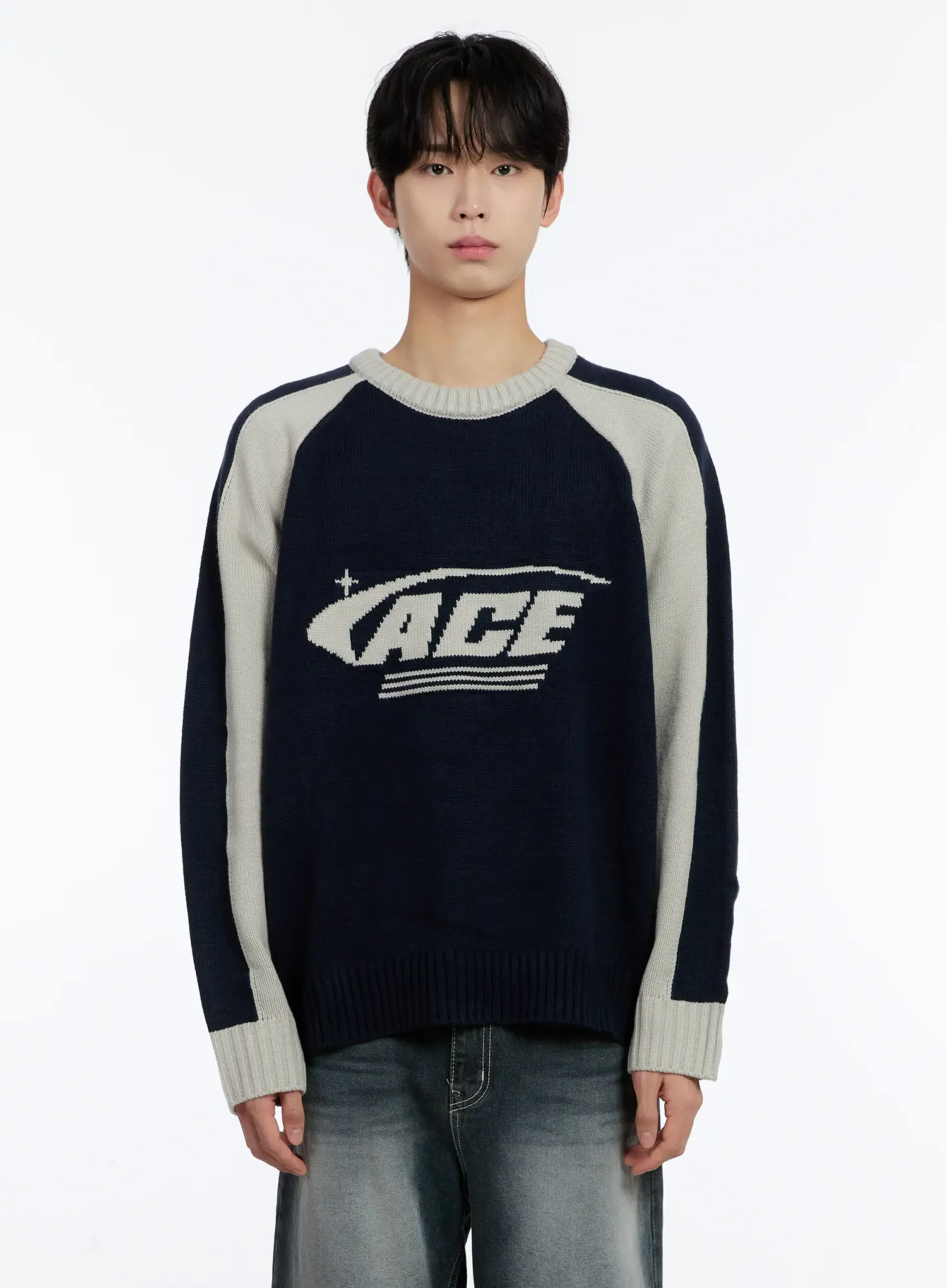 Men's Contrast Raglan Knit Pullover ID502 - Image 10