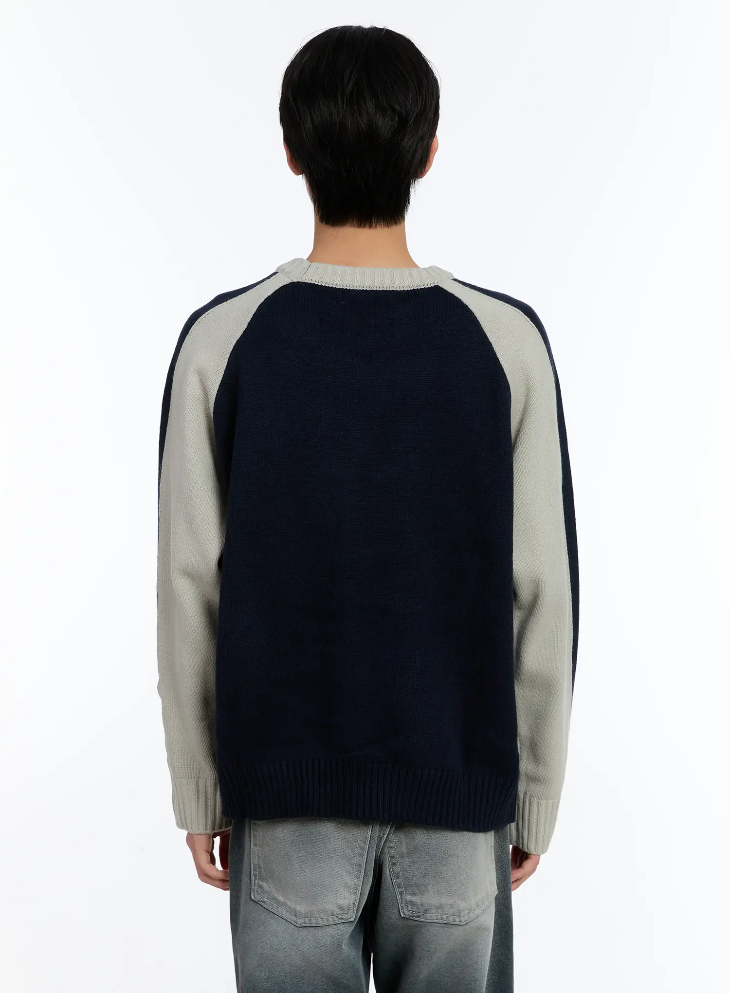 Men's Contrast Raglan Knit Pullover ID502 - Image 5