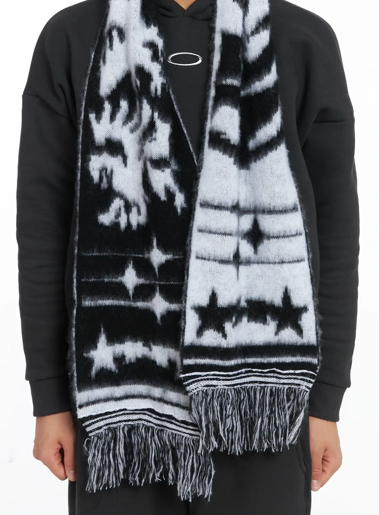 Men's Contrast Star Graphic Scarf IJ512 - Image 2