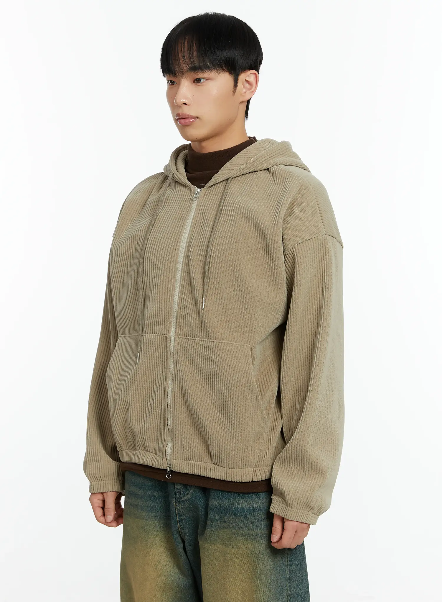 Men's Corduroy Two-Way Zip-Up Hoodie IF510 - Image 4
