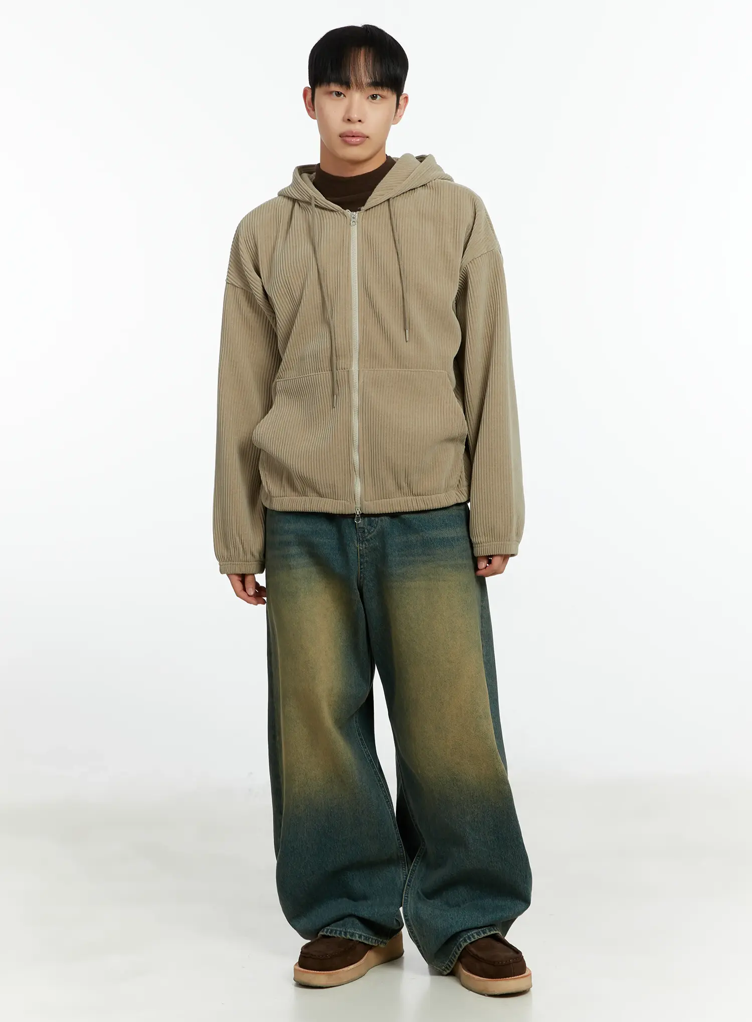 Men's Corduroy Two-Way Zip-Up Hoodie IF510 - Image 7