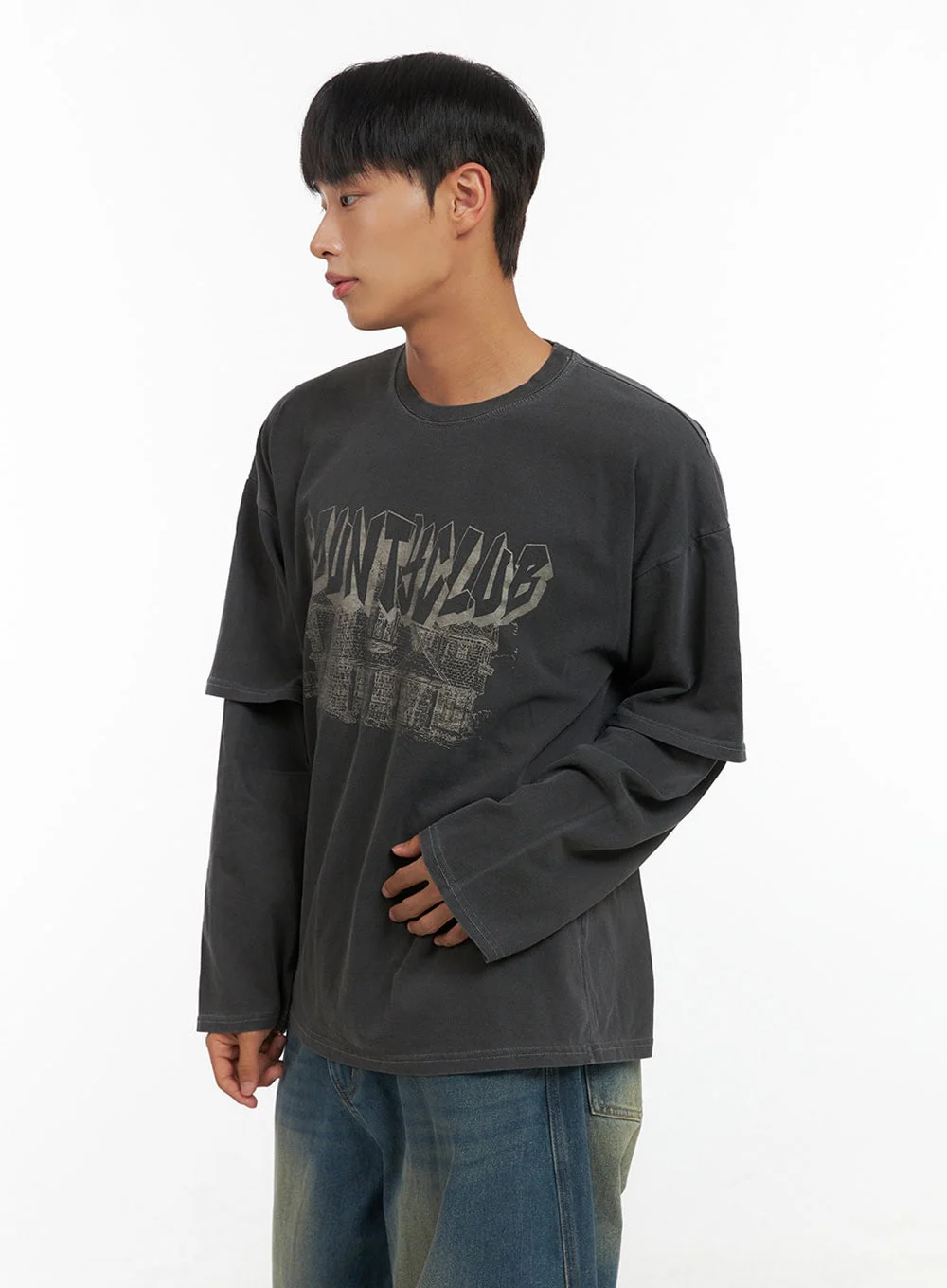 Men's Cotton Graphic Layered Long Sleeve IS420 - Image 4