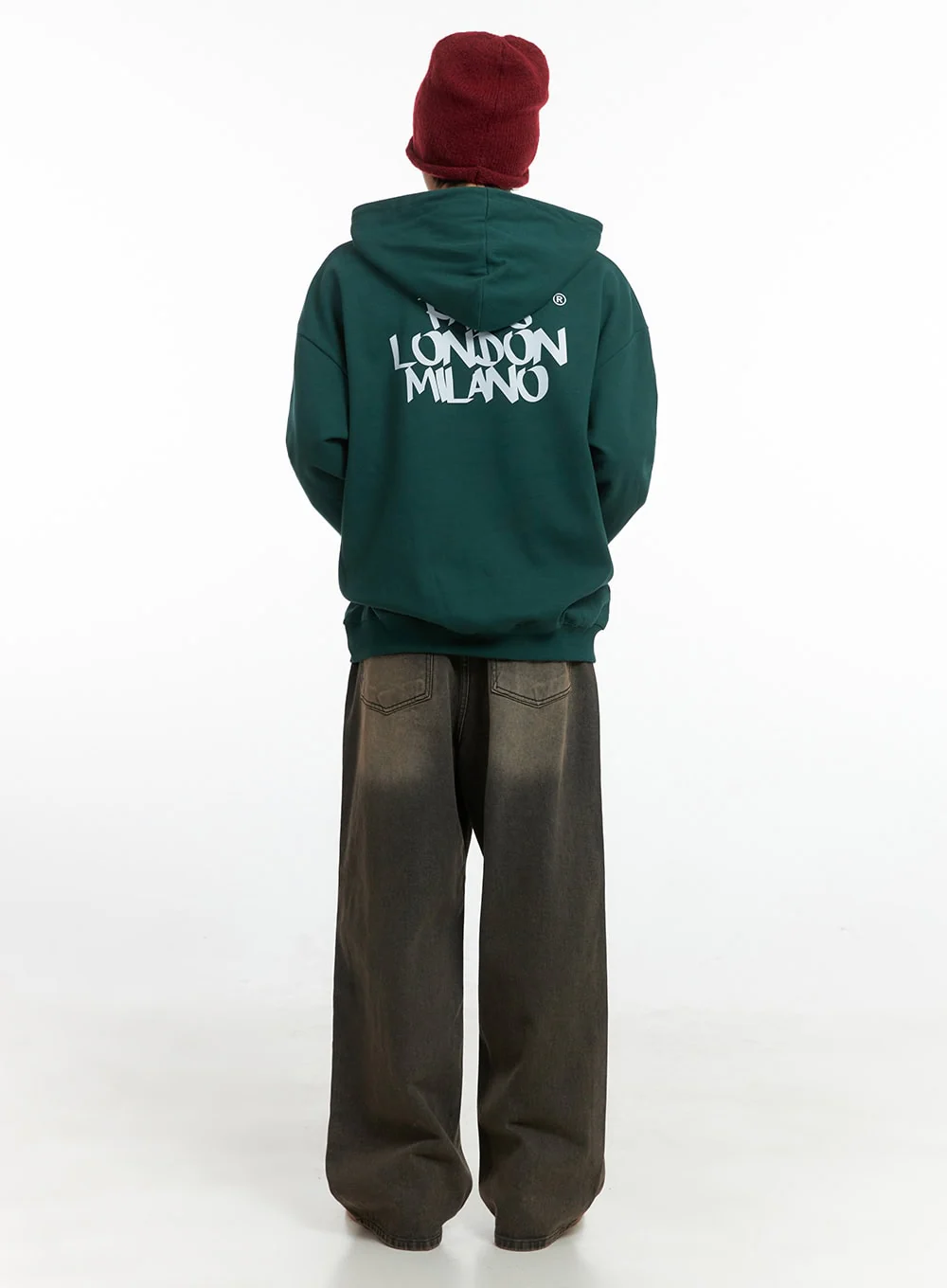 Men's Cotton Hooded Sweatshirt (Dark green) IO402 - Image 2