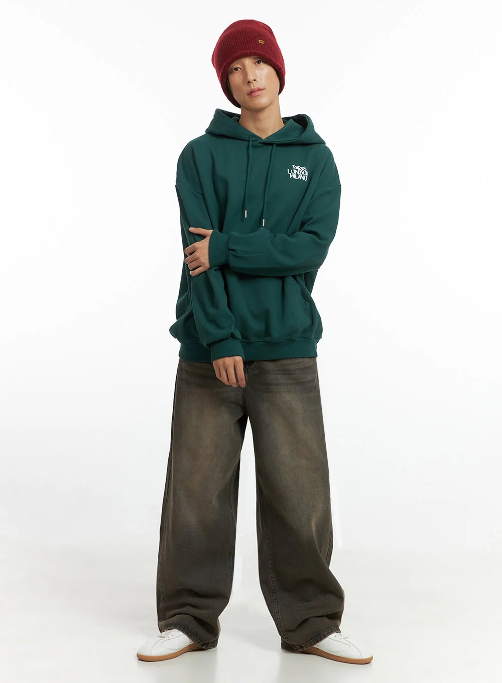 Men's Cotton Hooded Sweatshirt (Dark green) IO402 - Image 3
