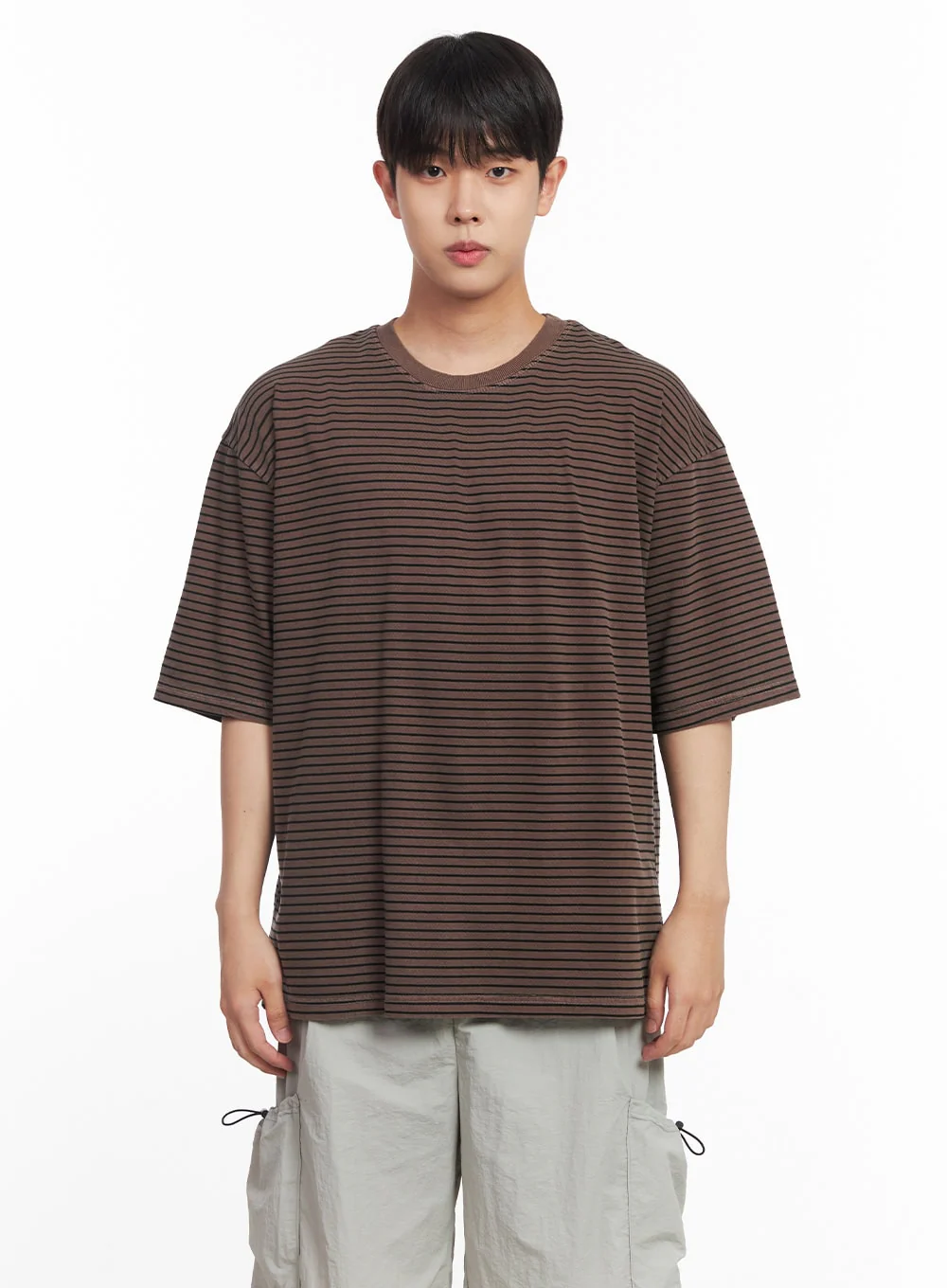 Men's Cotton Striped Round-Neck T-Shirt IY522 - Image 11