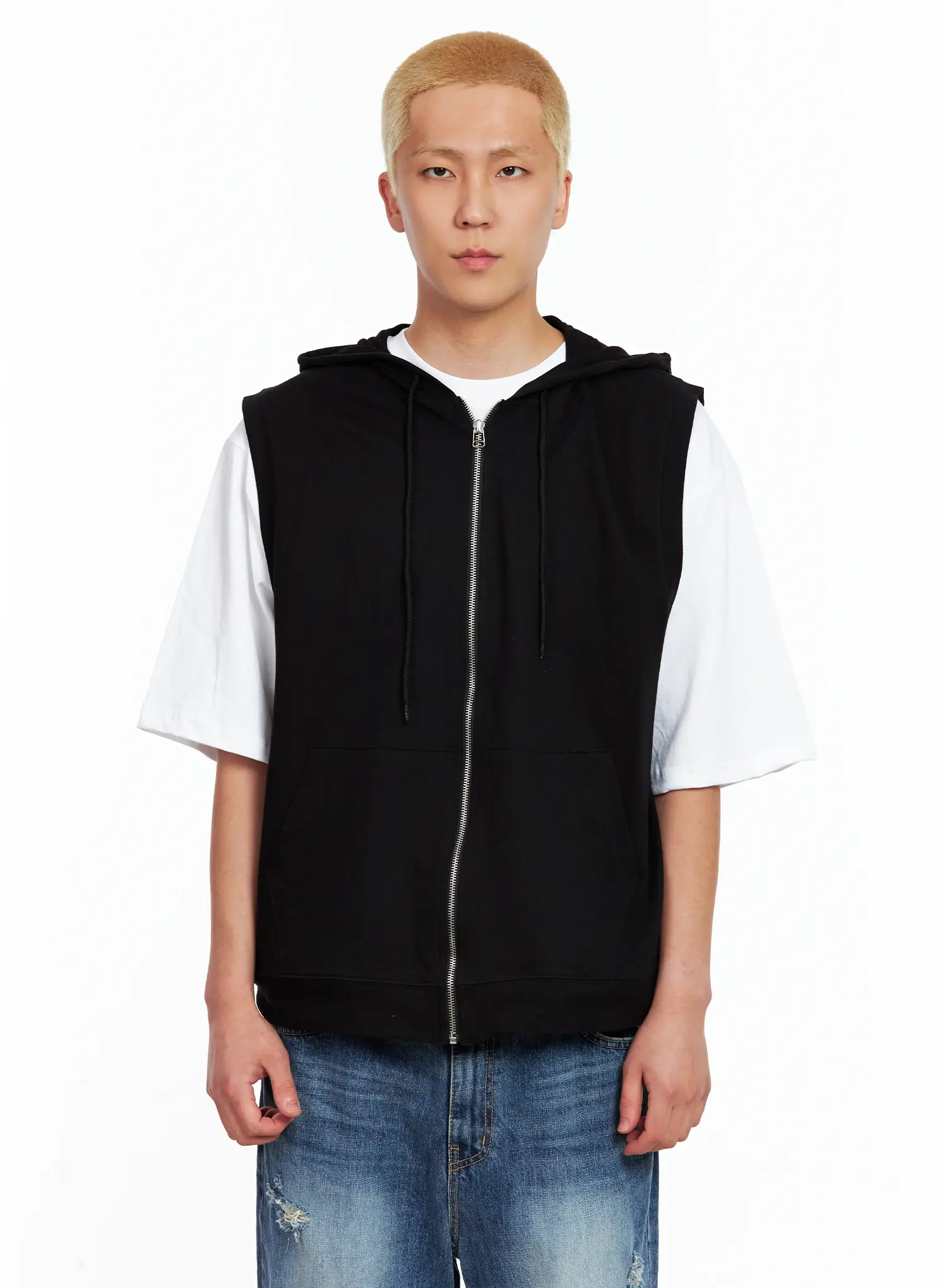 Men's Cotton Zip-Up Hoodie Vest IL511 - Image 12