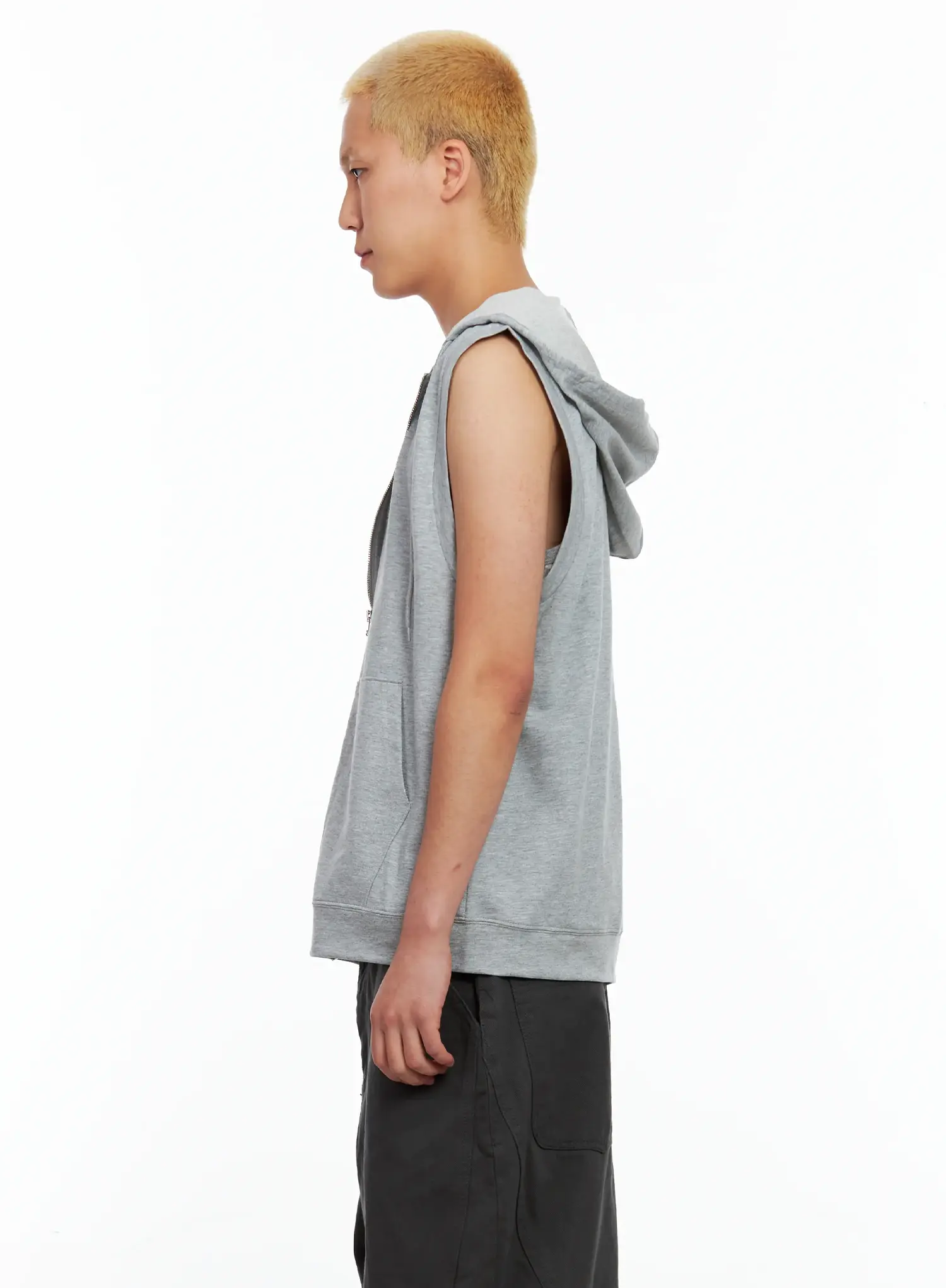 Men's Cotton Zip-Up Hoodie Vest IL511 - Image 4