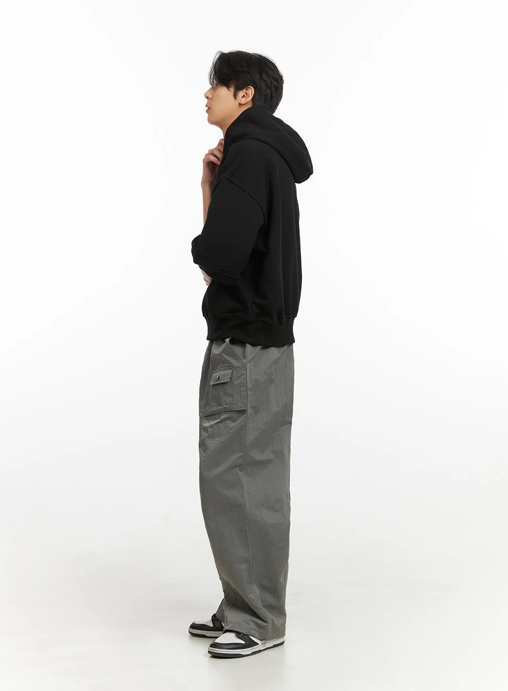 Men's Cozy Boxy Fit Hooded Sweatshirt (Black) IU405 - Image 6
