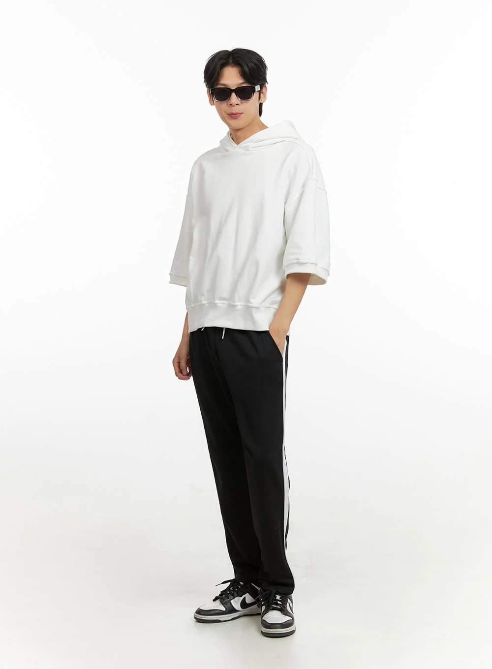 Men's Cozy Boxy Fit Hooded Sweatshirt (White) IU405 - Image 2