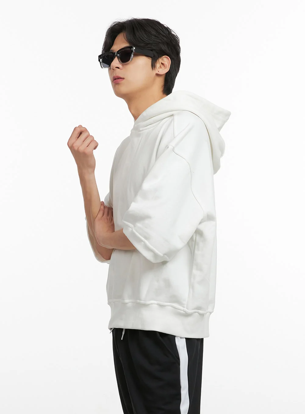 Men's Cozy Boxy Fit Hooded Sweatshirt (White) IU405 - Image 4
