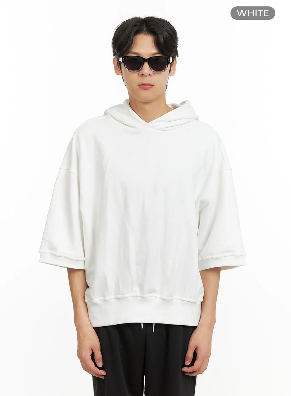 Men's Cozy Boxy Fit Hooded Sweatshirt (White) IU405 - Image 8