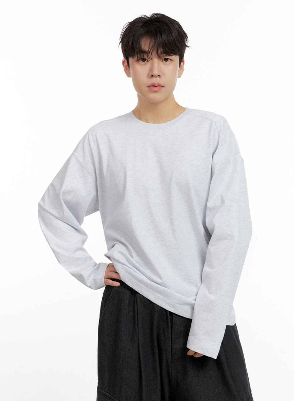 Men's Cozy Cotton Long Sleeve Oversize Tee IN422 - Image 3