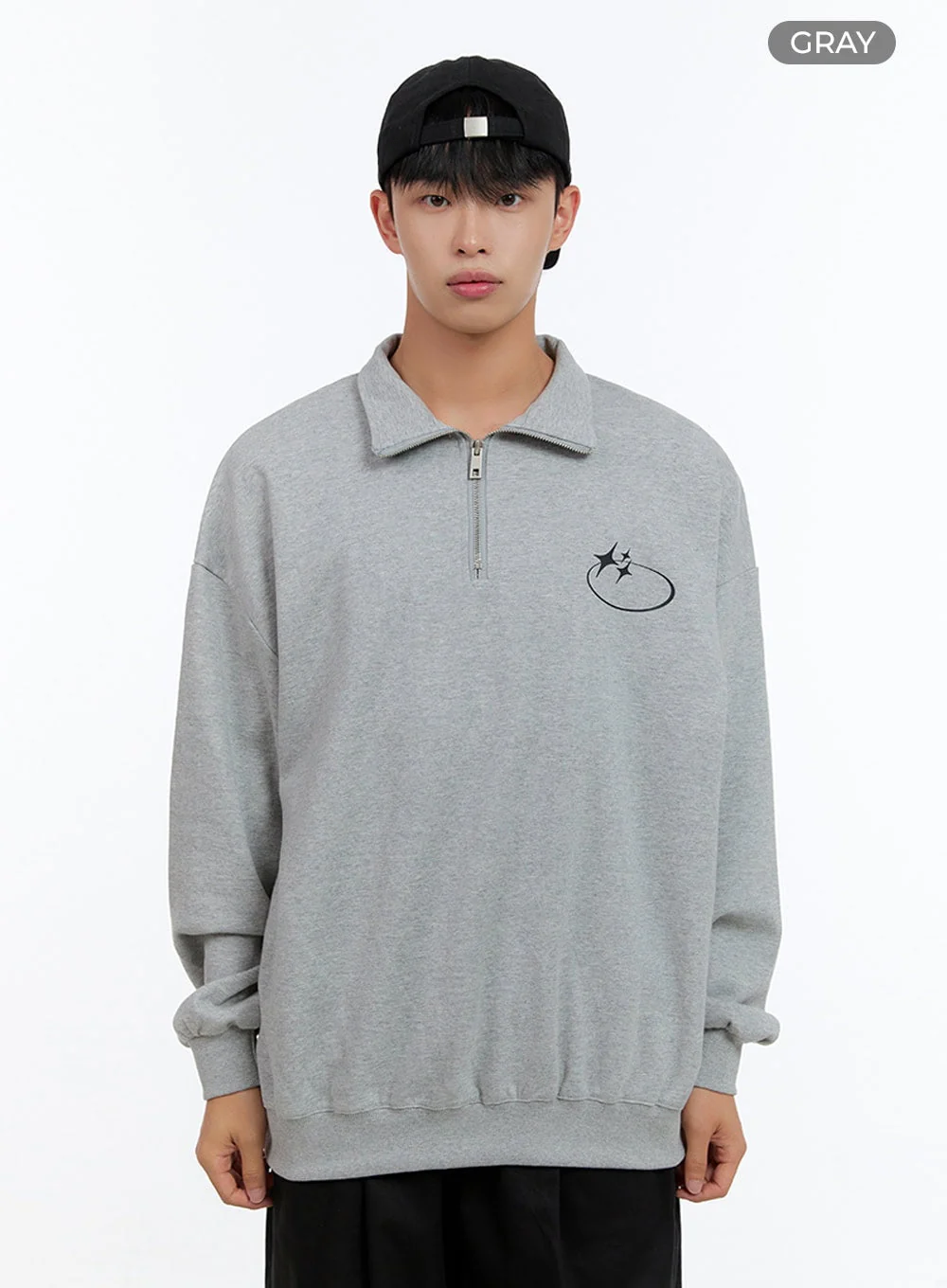 Men's Cozy Half Zip Sweatshirt  (Gray) IS412 - Image 9