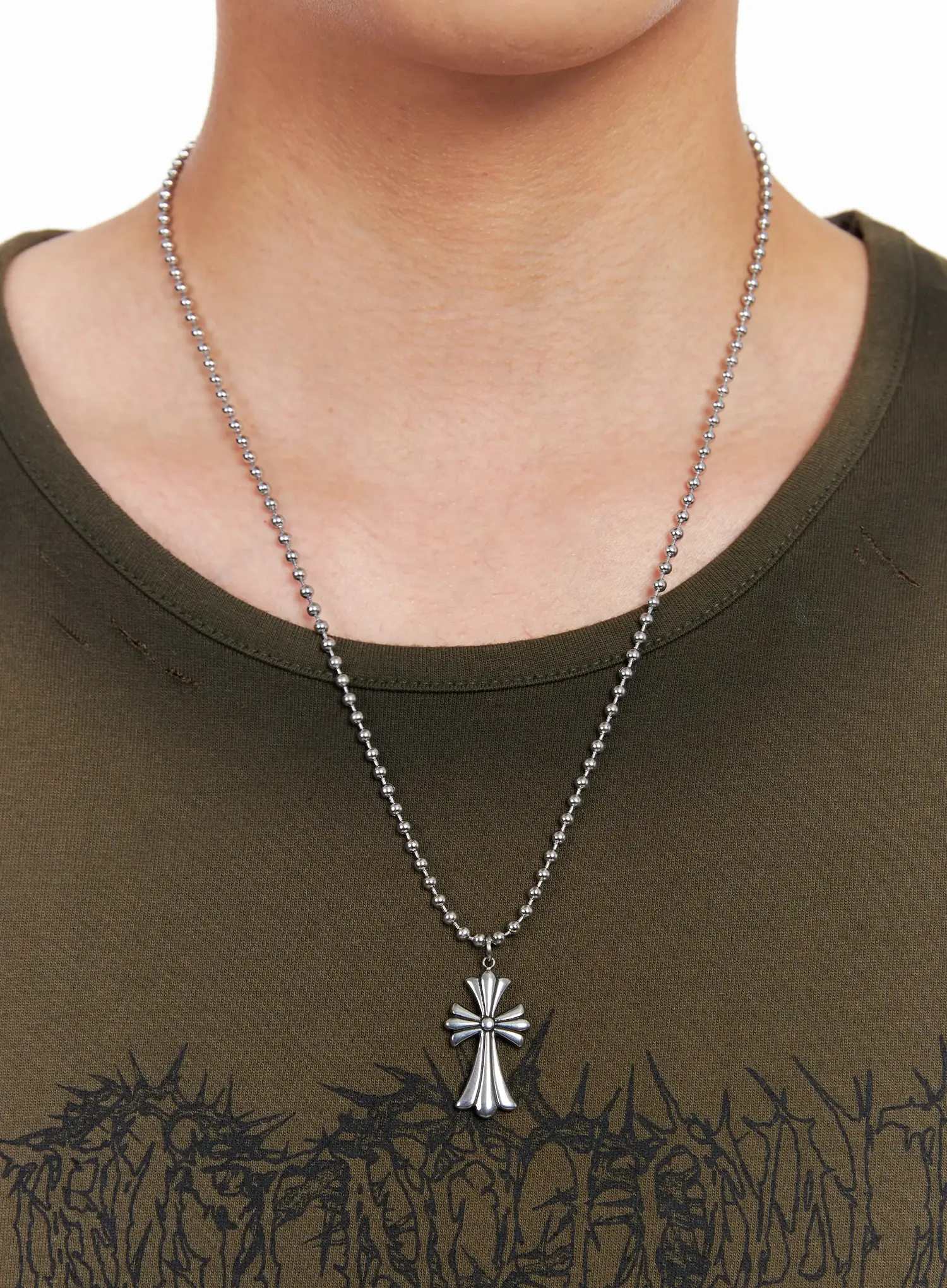 Men's Cross Pendant Chain Necklace IG508 - Image 2