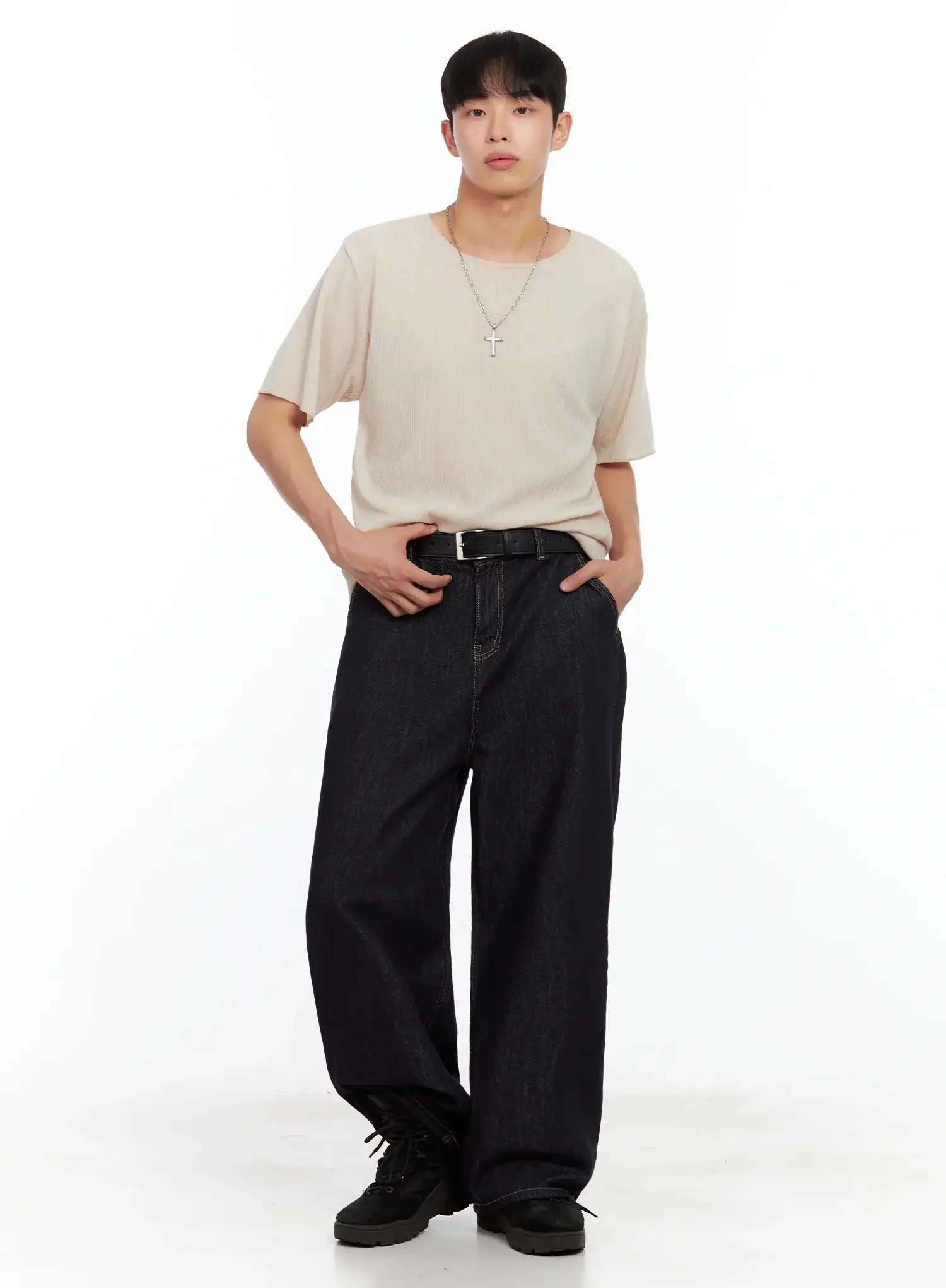 Men's Dark Denim Baggy Jeans IL516 - Image 2