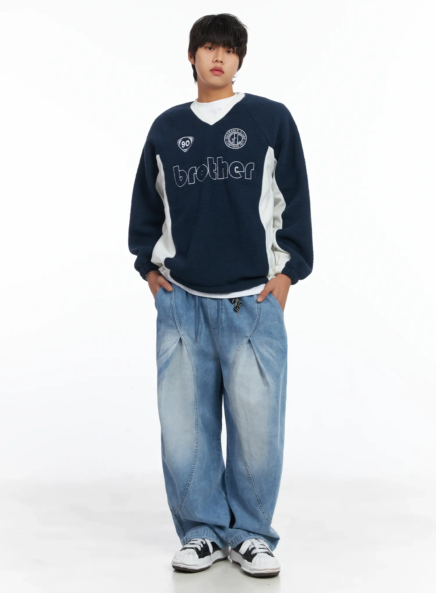 Men's Detailed Light Washed Baggy Jeans IJ512 - Image 9