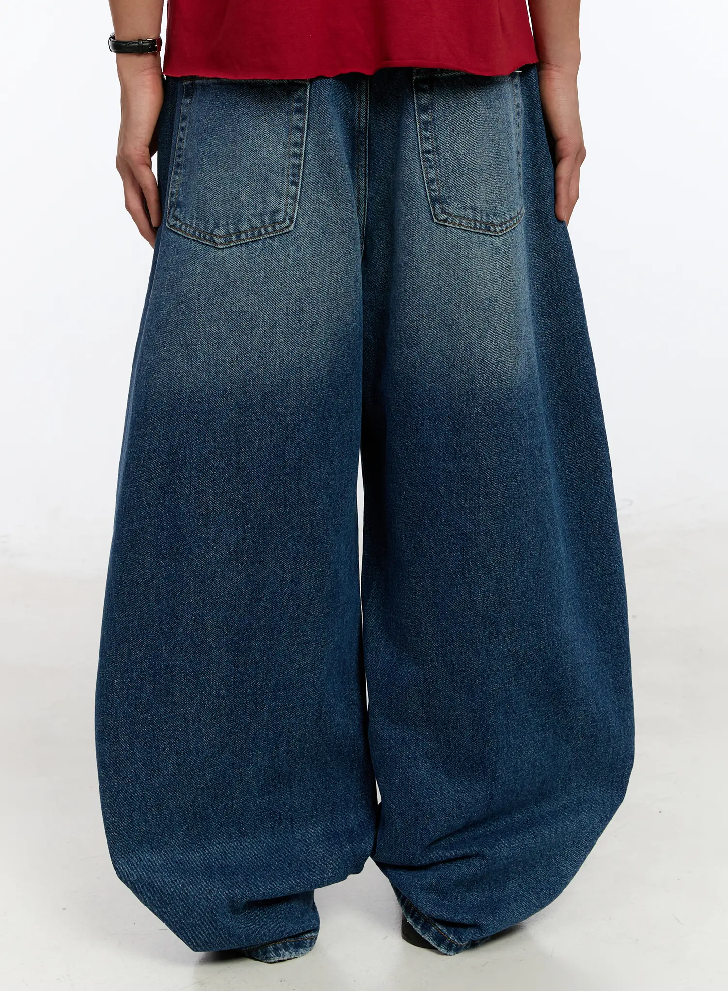 Men's Distressed Wide Leg Jeans IM530 - Image 9