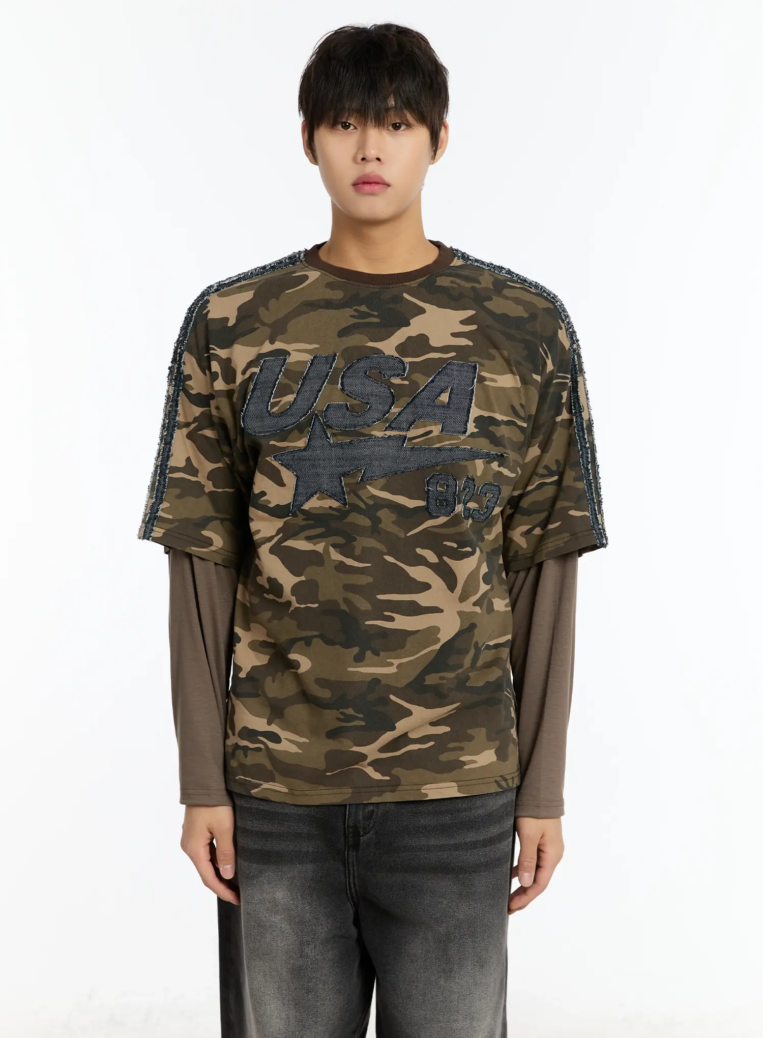 Men's Double Layer Camo Long Sleeve Tee IM502 - Image 10