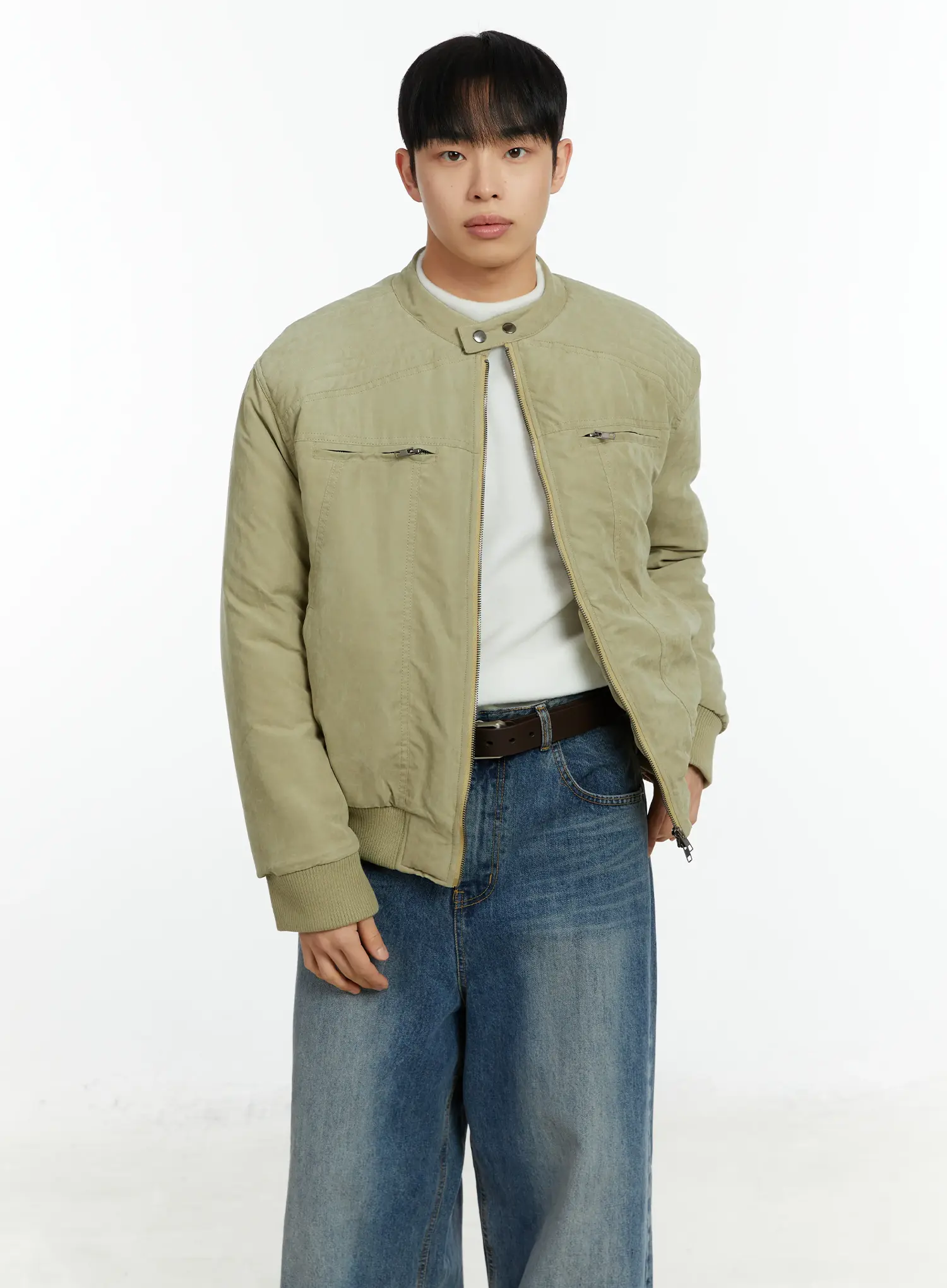 Men's Double Zip Rider Bomber Jacket IF511 - Image 2