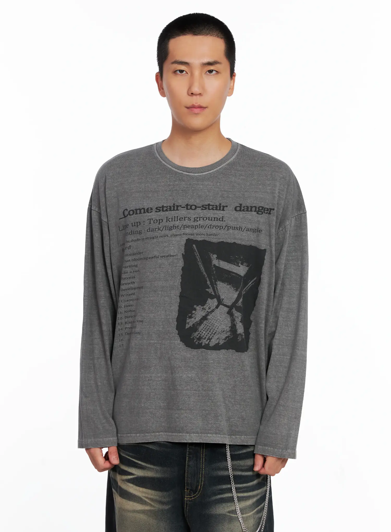 Men's Edgy Graphic Long Sleeve Tee IS509 - Image 14