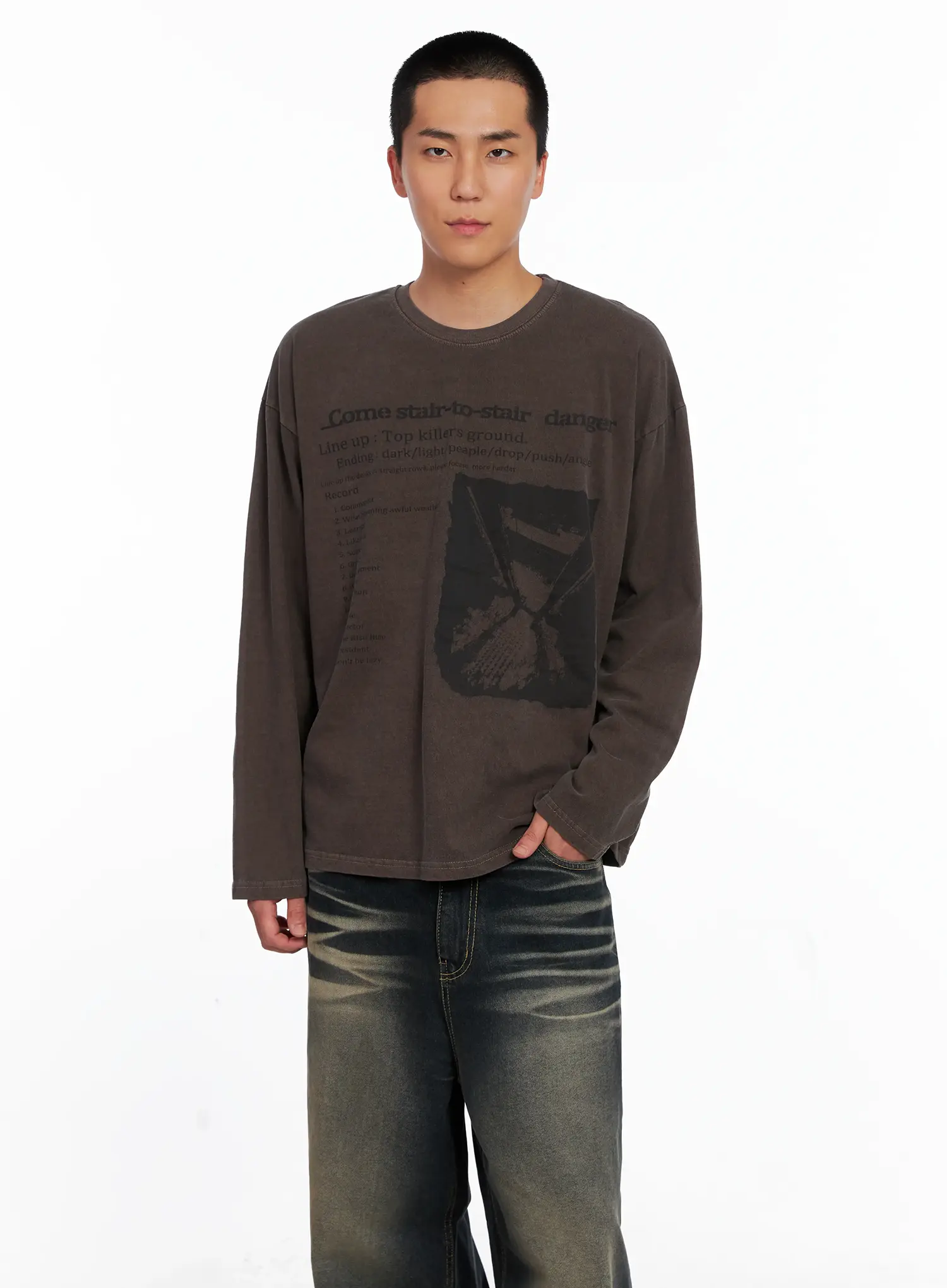 Men's Edgy Graphic Long Sleeve Tee IS509 - Image 7