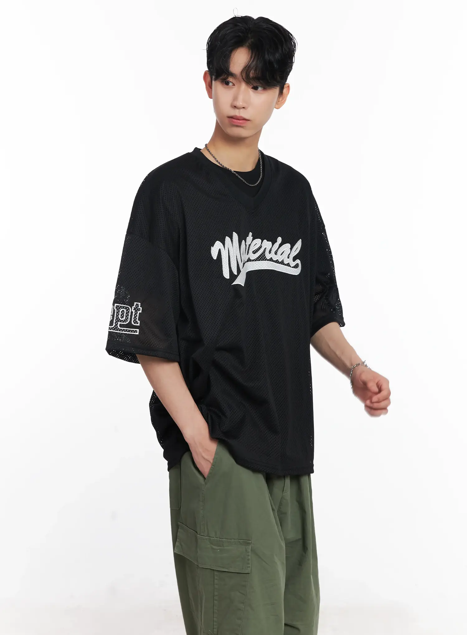 Men's Embroidered Mesh Graphic Tee IU526 - Image 7