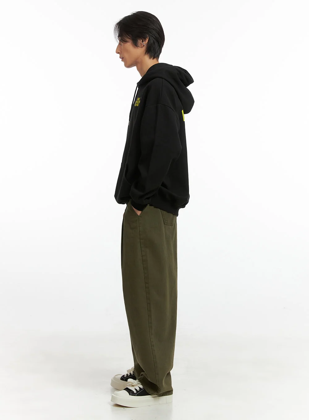 Men's Embroidered Oversized Hoodie (Black) IO417 - Image 8