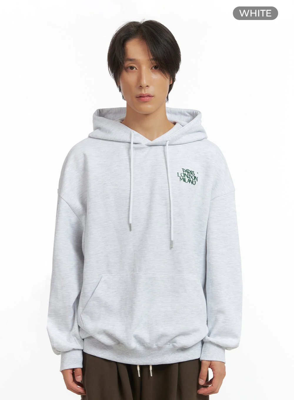 Men's Embroidered Oversized Hoodie (White) IO417 - Image 10