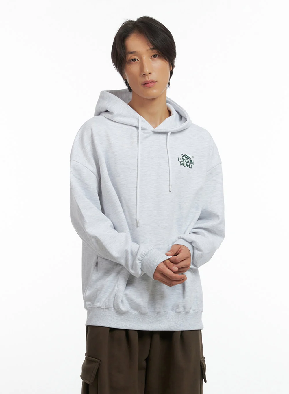 Men's Embroidered Oversized Hoodie (White) IO417 - Image 4